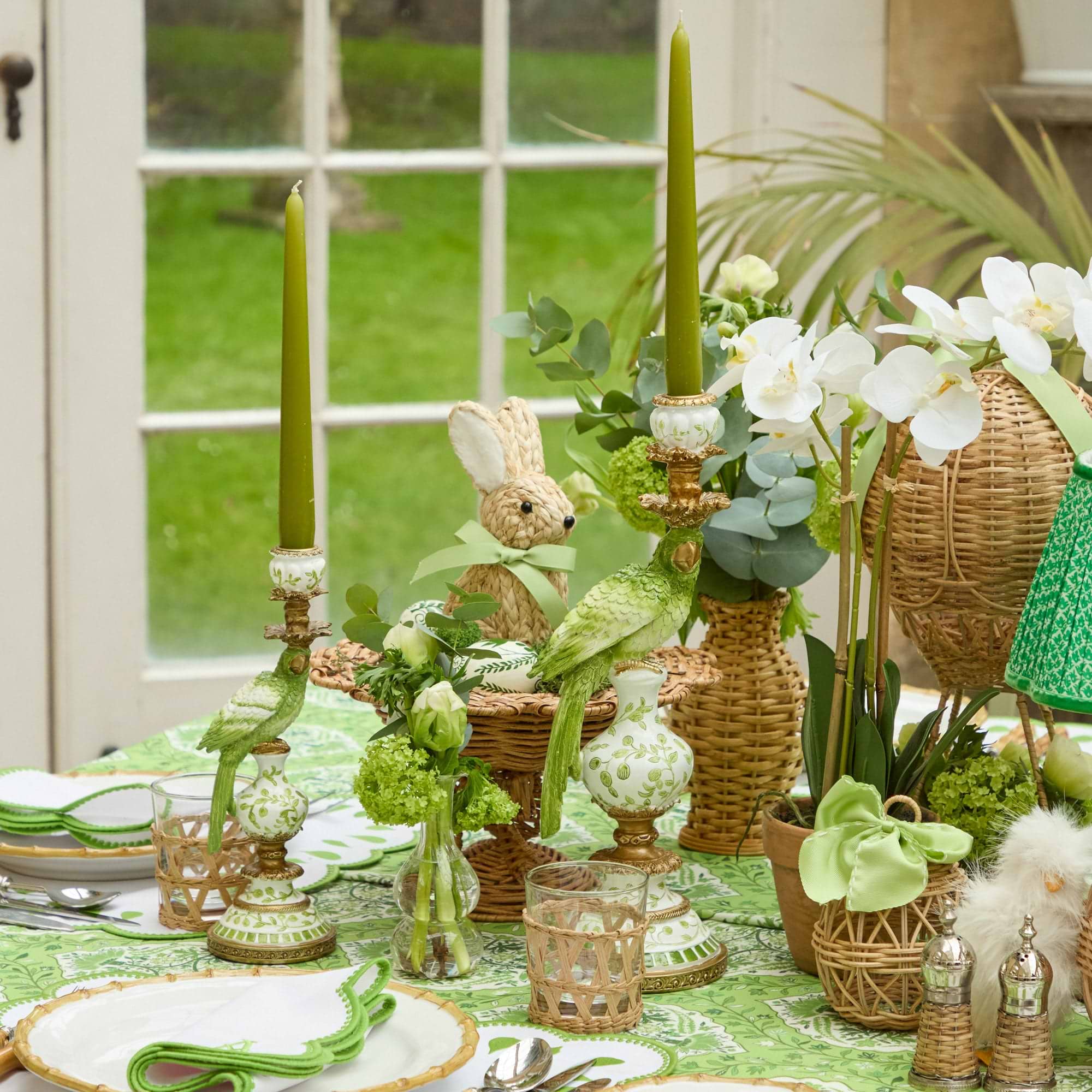 Small Green Parrot Candle Holders (Pair)