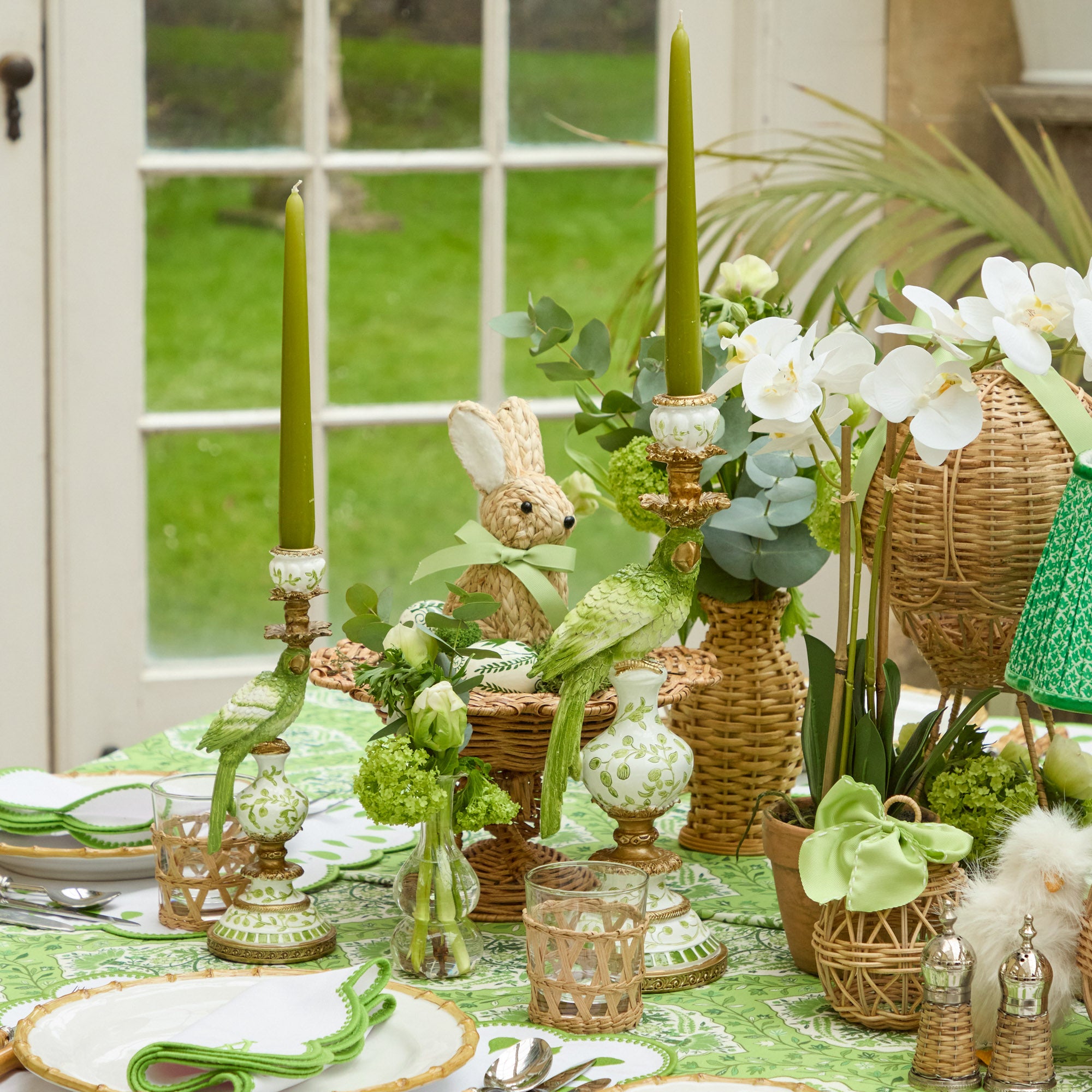 Small Green Parrot Candle Holders (Pair)