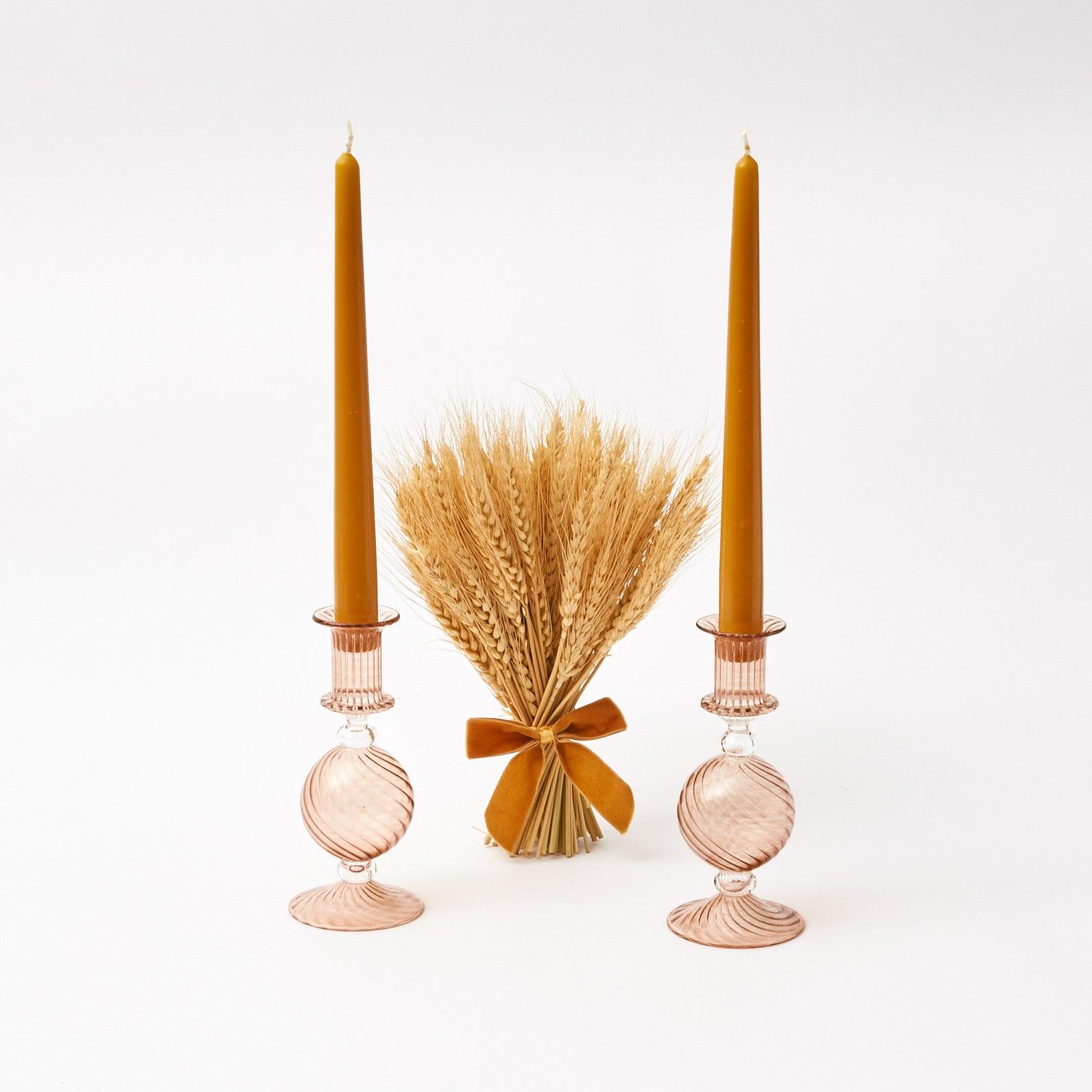 Small Camille Chestnut Candle Holder (Pair) - Mrs. Alice