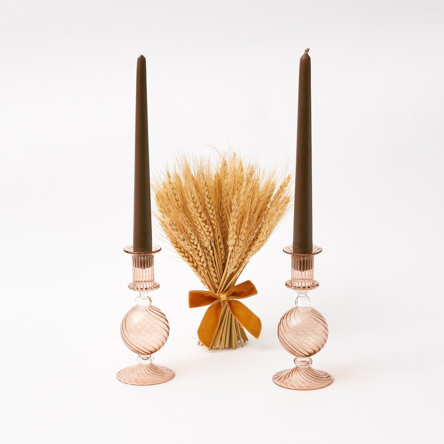 Small Camille Chestnut Candle Holder (Pair) - Mrs. Alice