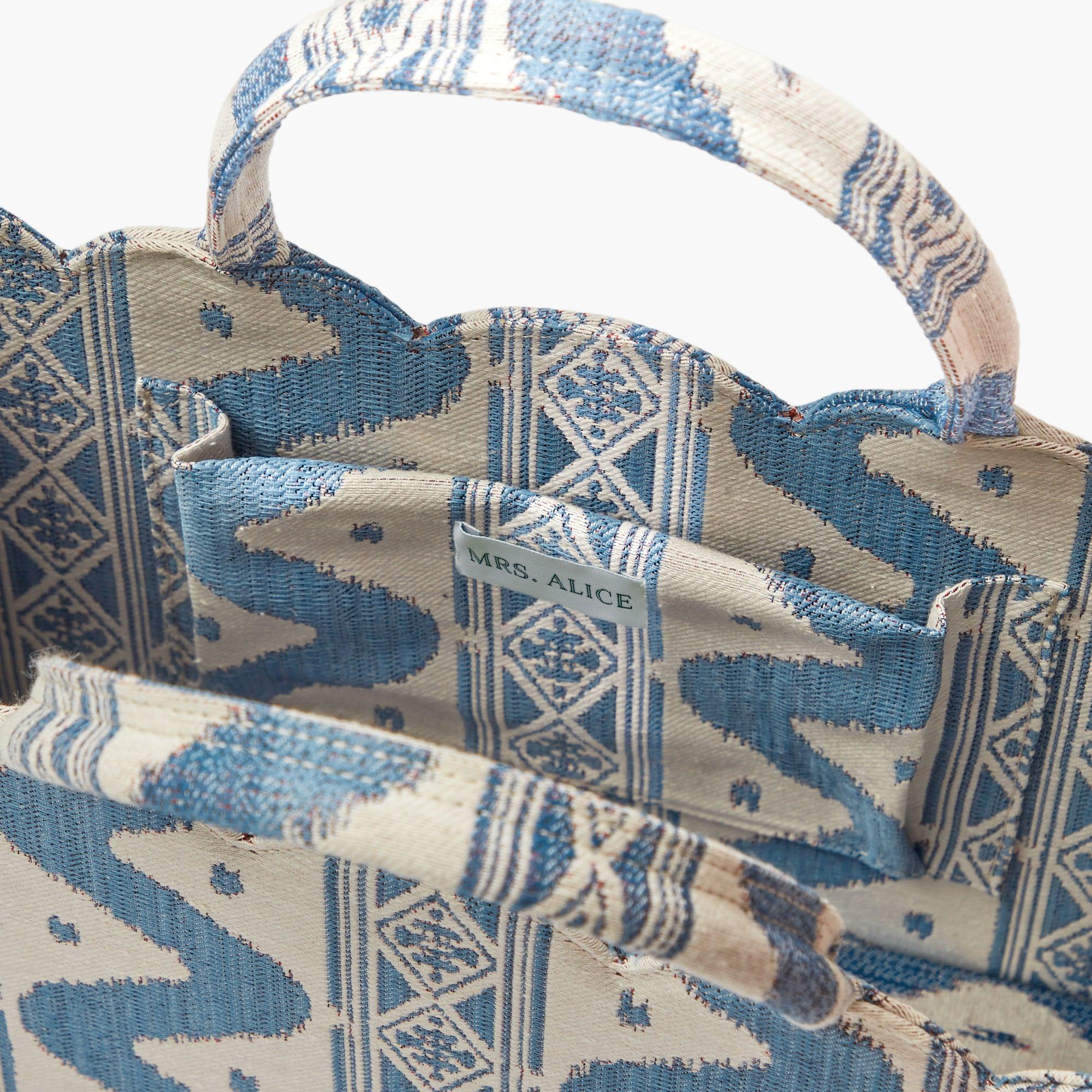 Small Mrs. Alice Tote Bag (Blue Ikat) - Mrs. Alice