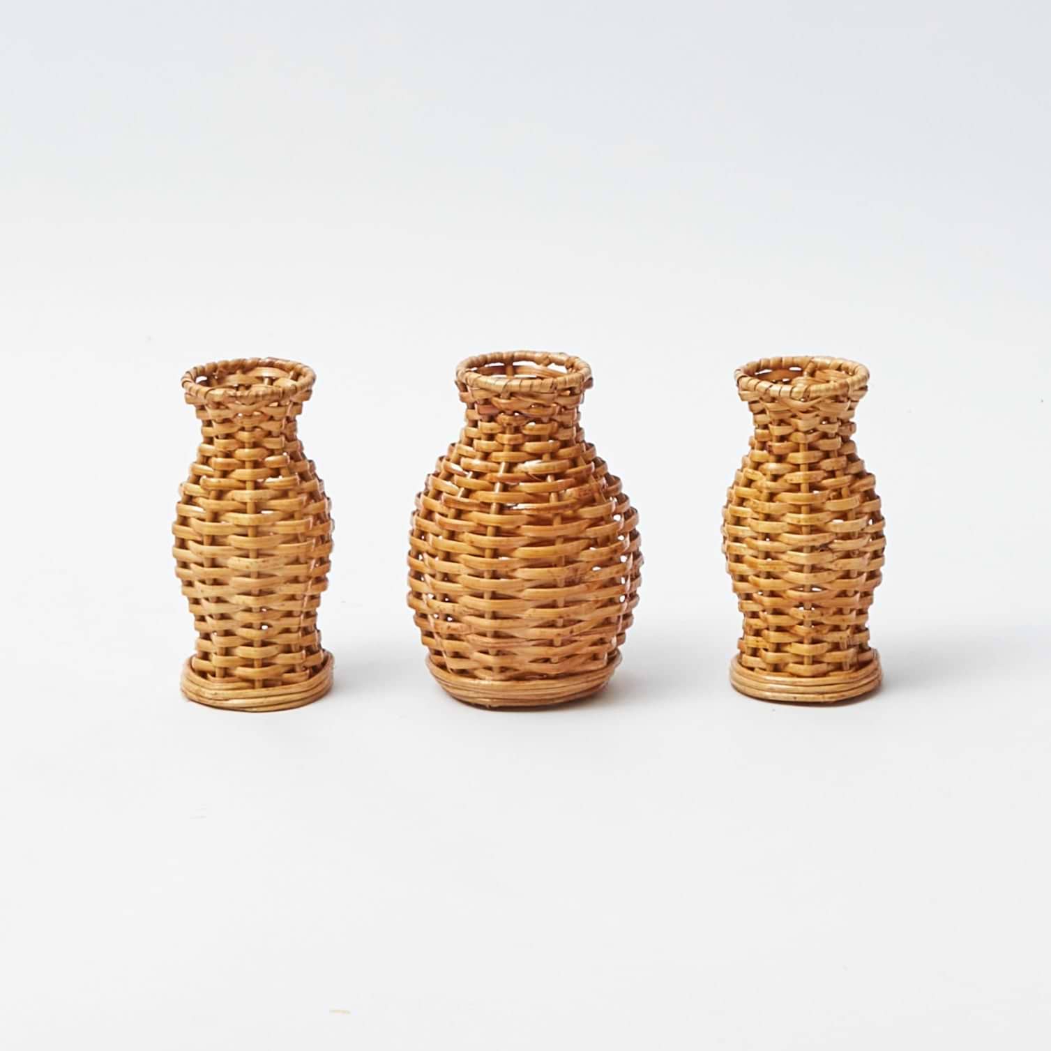 Mini Natural Rattan Vase (Set of 3)