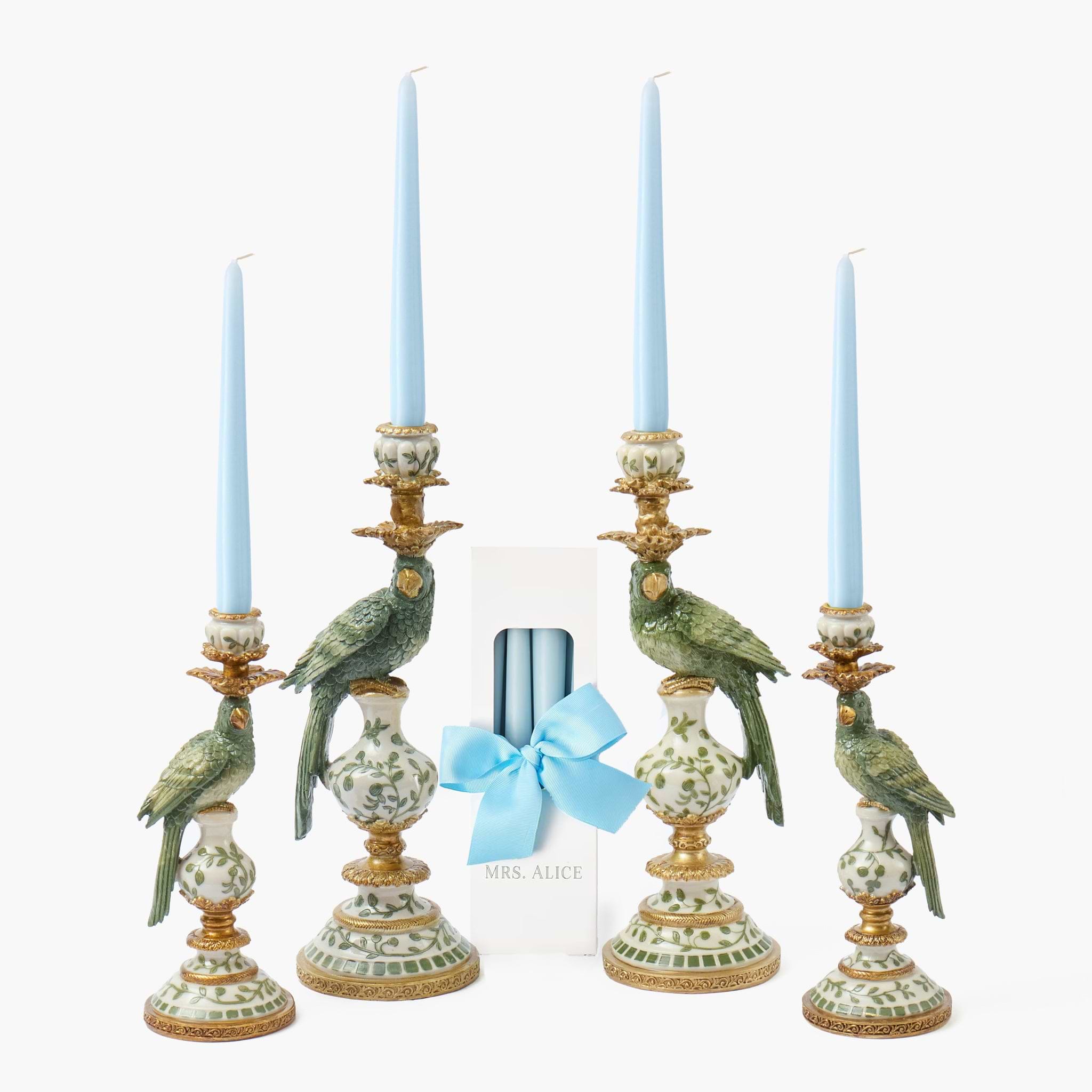 Olive Parrot Candle Set (Soft Blue)