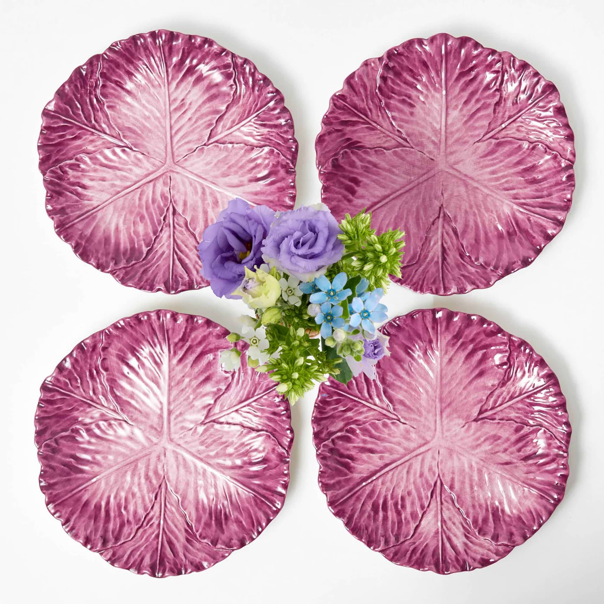 Aubergine Serena Cabbage Dinner Plates (Set of 4)