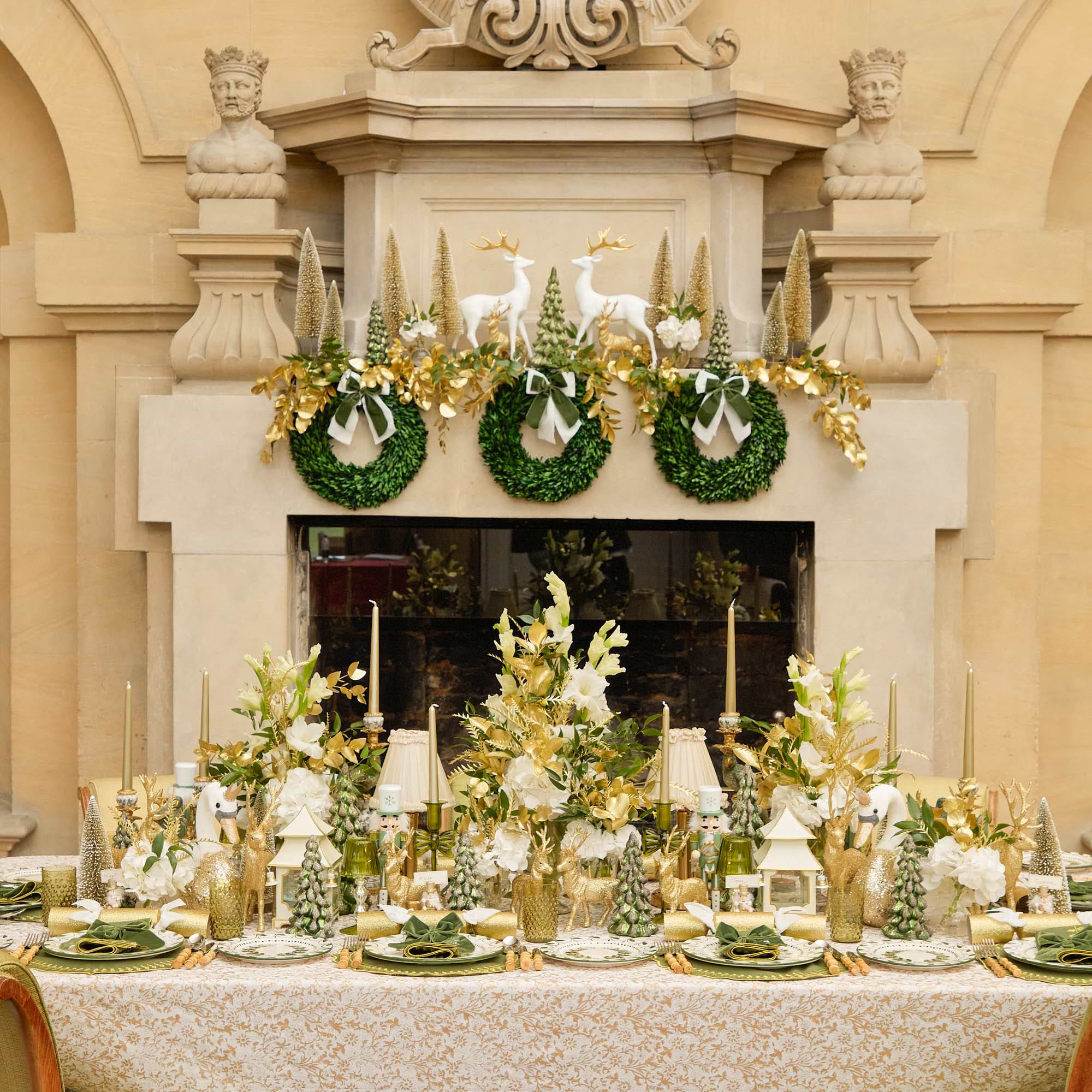 Celine Green Glass Bow Candlescape (Gold)