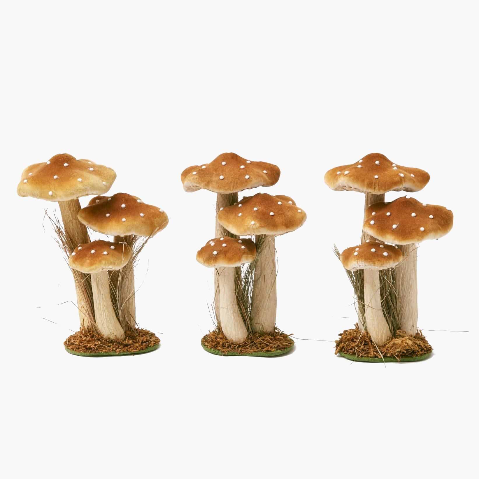 Elevate your decor with the sophisticated Tall Caramel Velvet Mushroom trio, adding understated elegance.