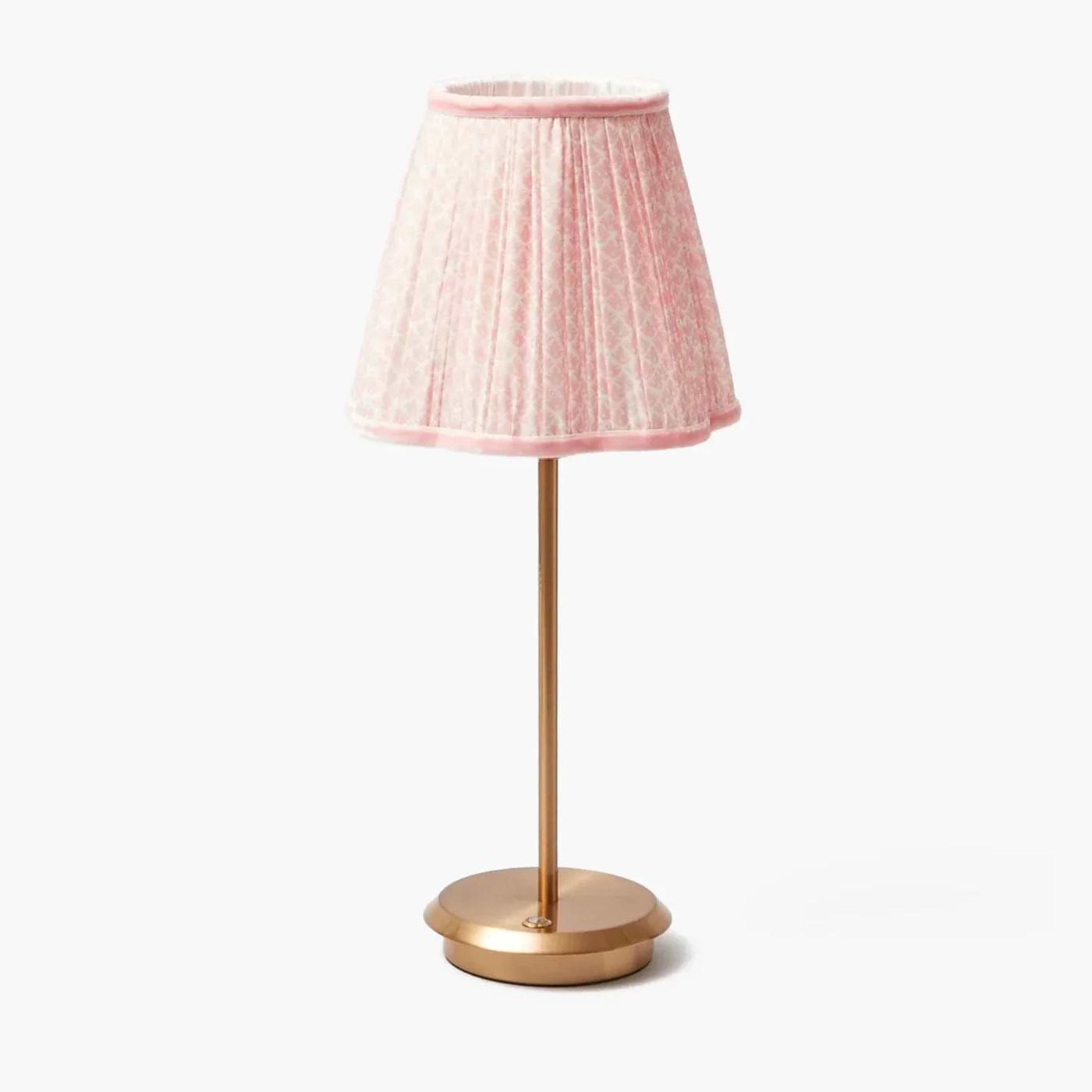 Tall Rechargeable Lamp with Pink Lotus Lampshade - Mrs. Alice