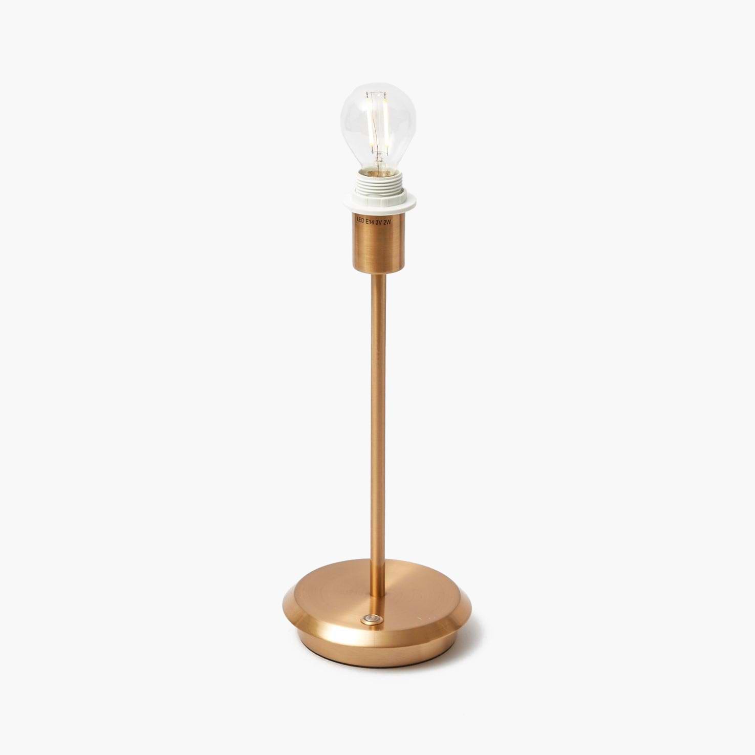 Tall Rechargeable Lamp with Burgundy Frilled Silk Shade (18cm)