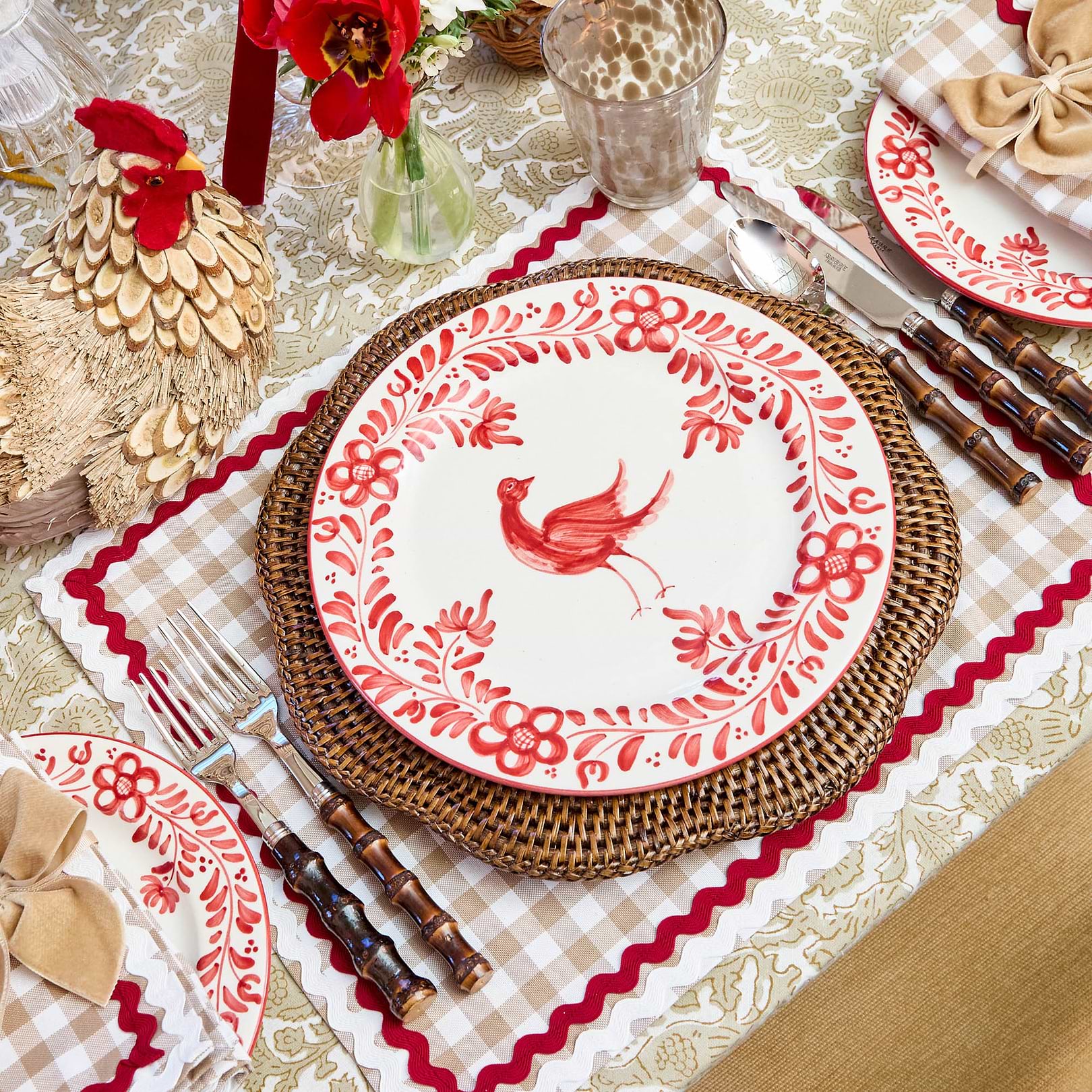 Martha Red Dinner Plates (Set of 4)
