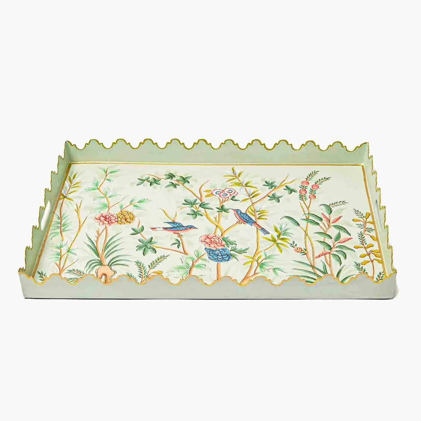 Green Chinoiserie Tole Tray