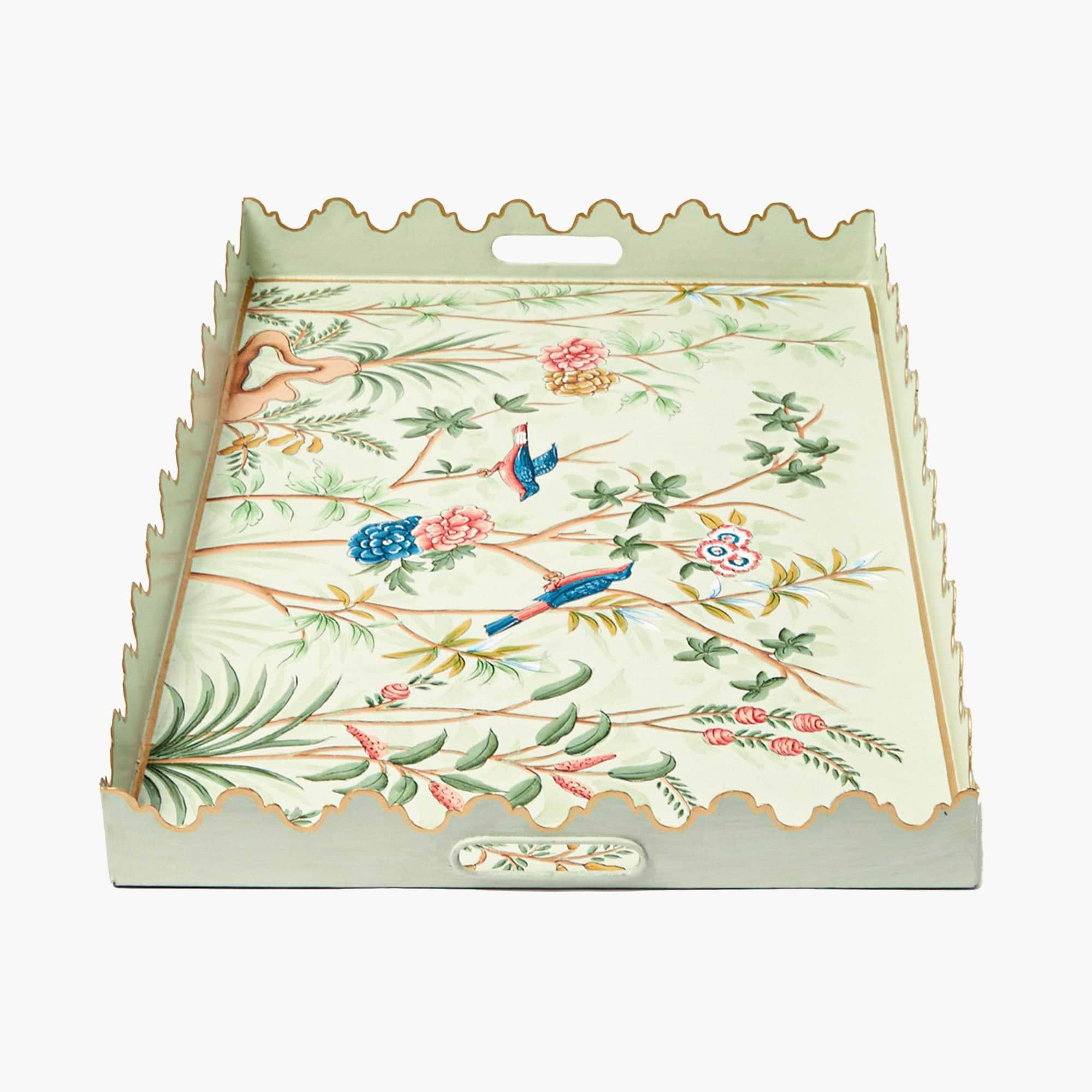 Green Chinoiserie Tole Tray