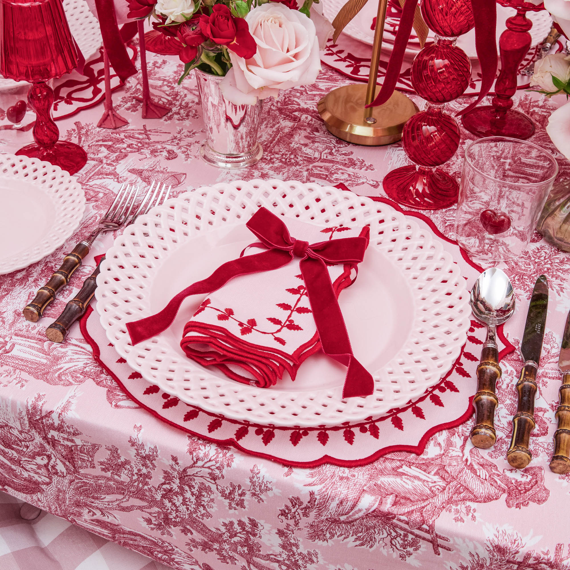 Pink Isla Toile Tablecloth