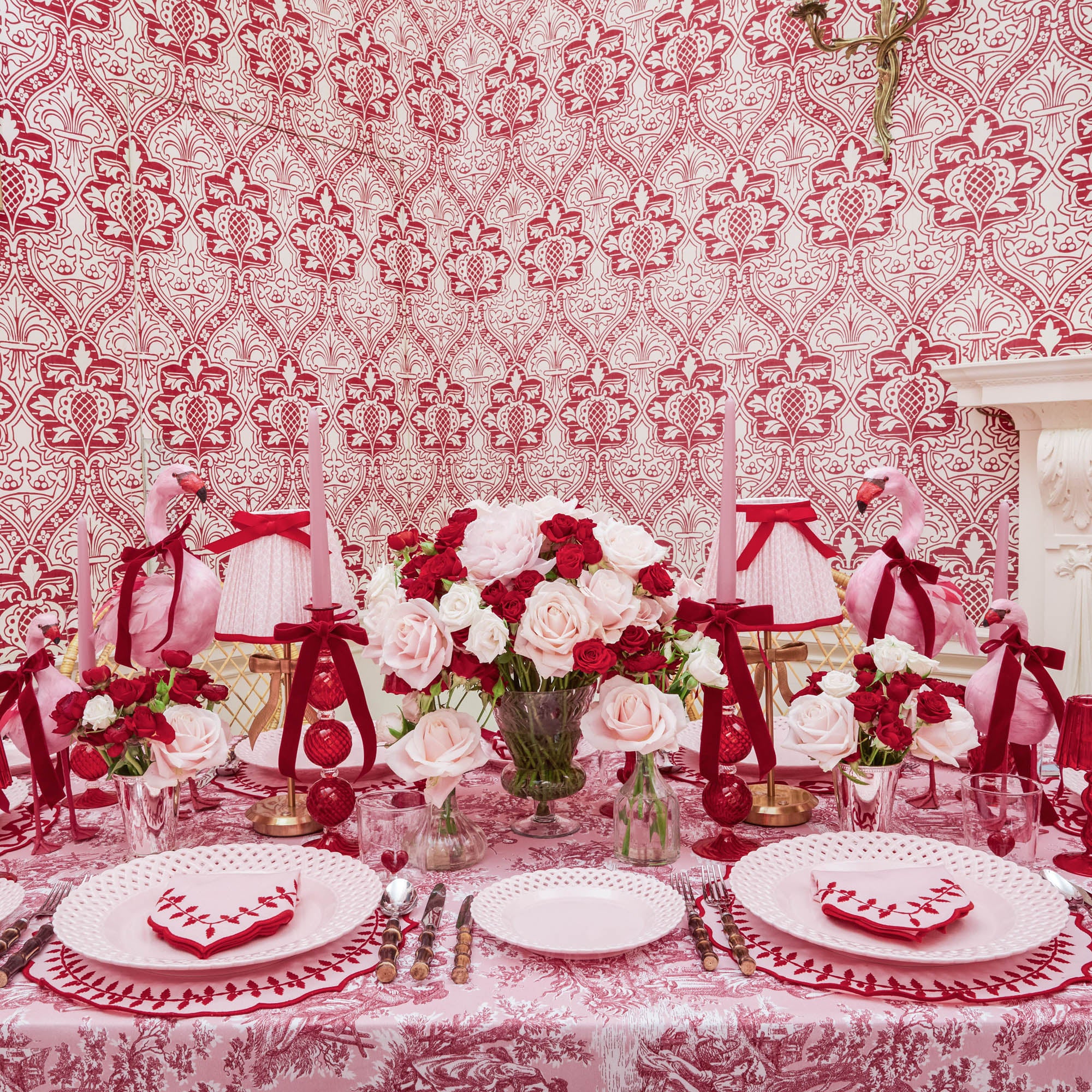 Pink Isla Toile Tablecloth