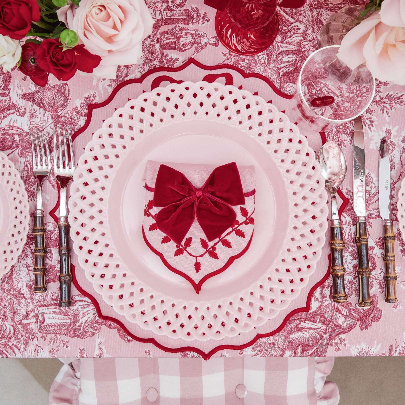 Ruby Red Velvet Napkin Bows (Set of 4)