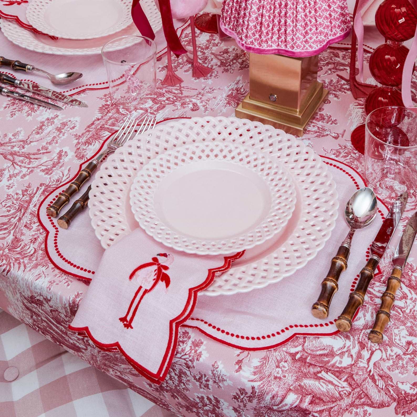 Pink Basketweave Starter Plates (Set of 4)