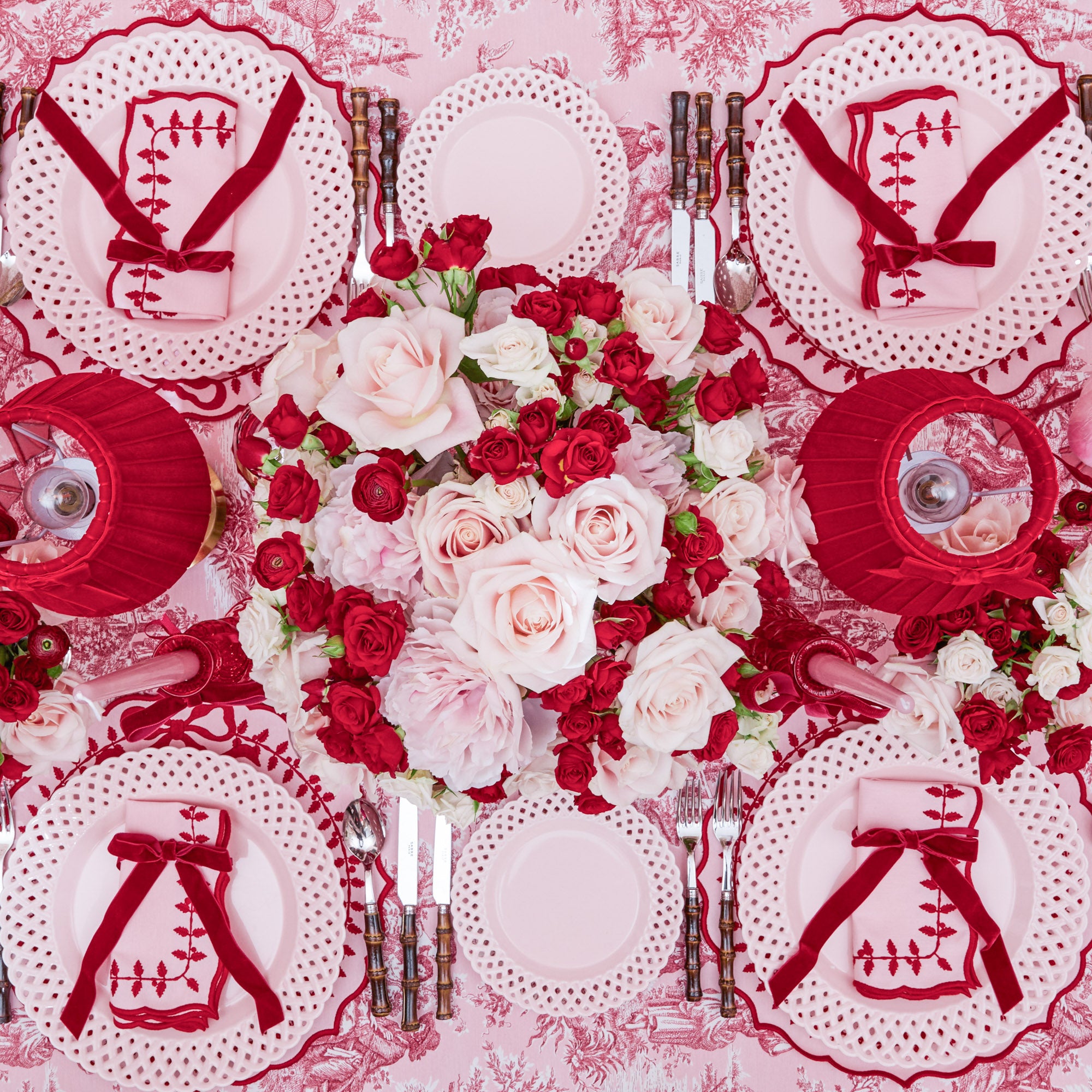 Pink Isla Toile Tablecloth