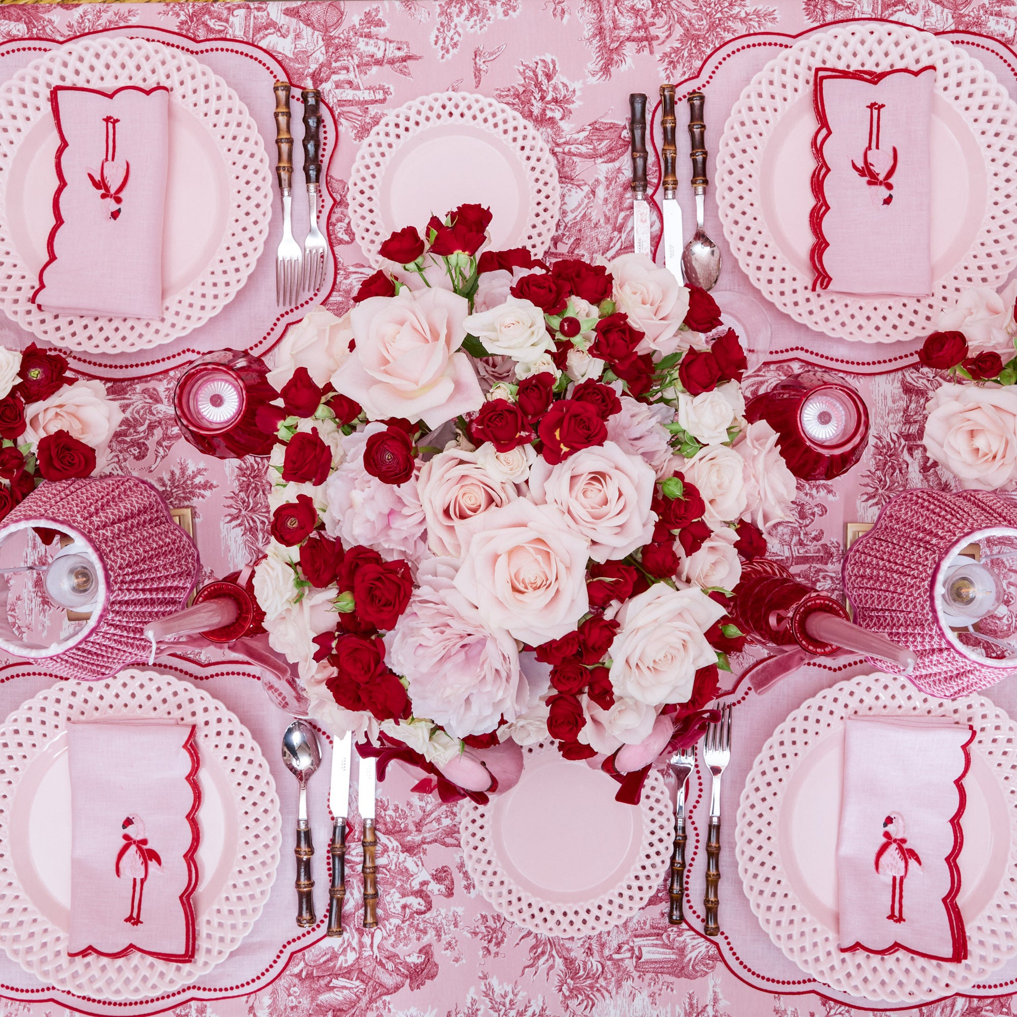 Pink Isla Toile Tablecloth