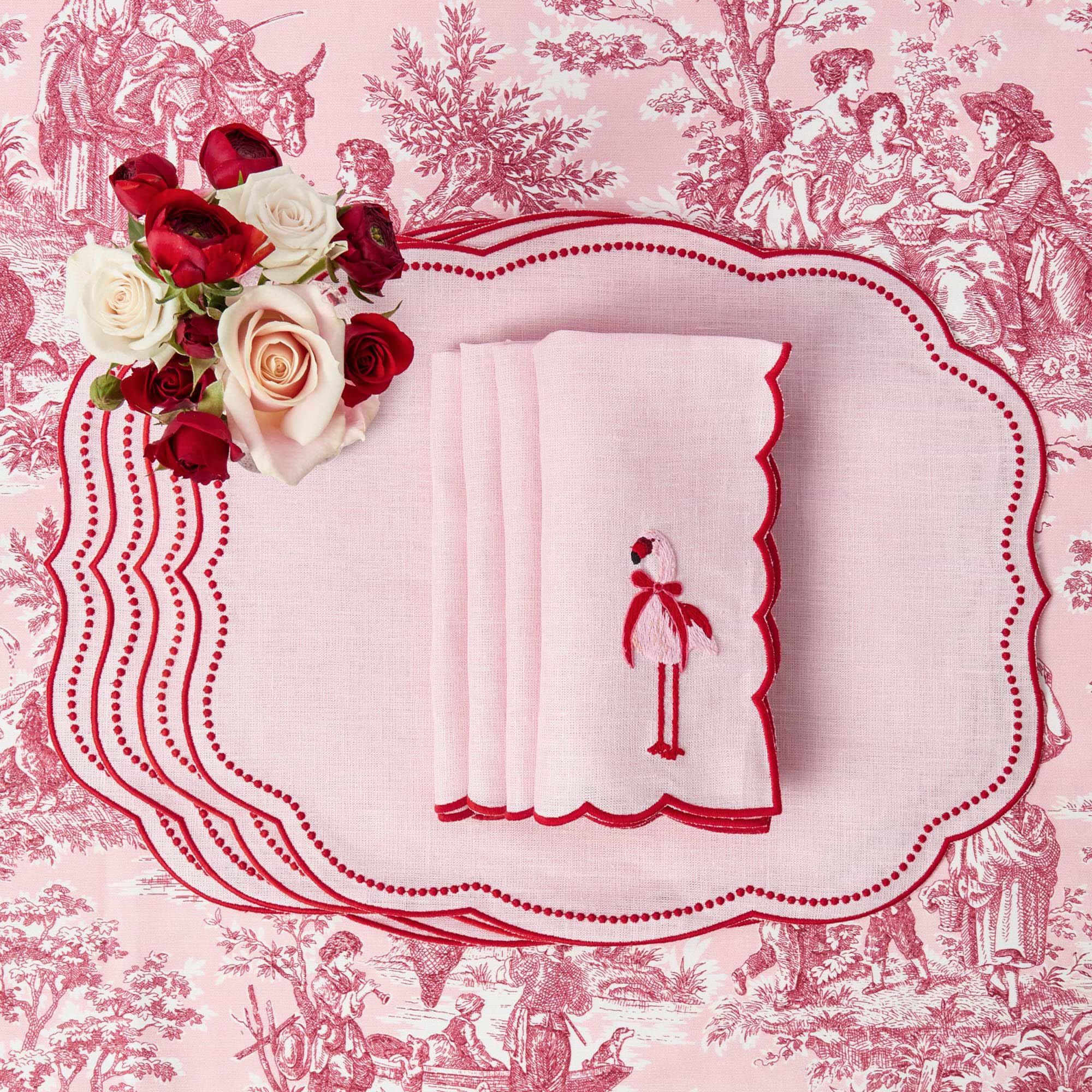 Pink & Red Eloise Linen Placemats (Set of 4)