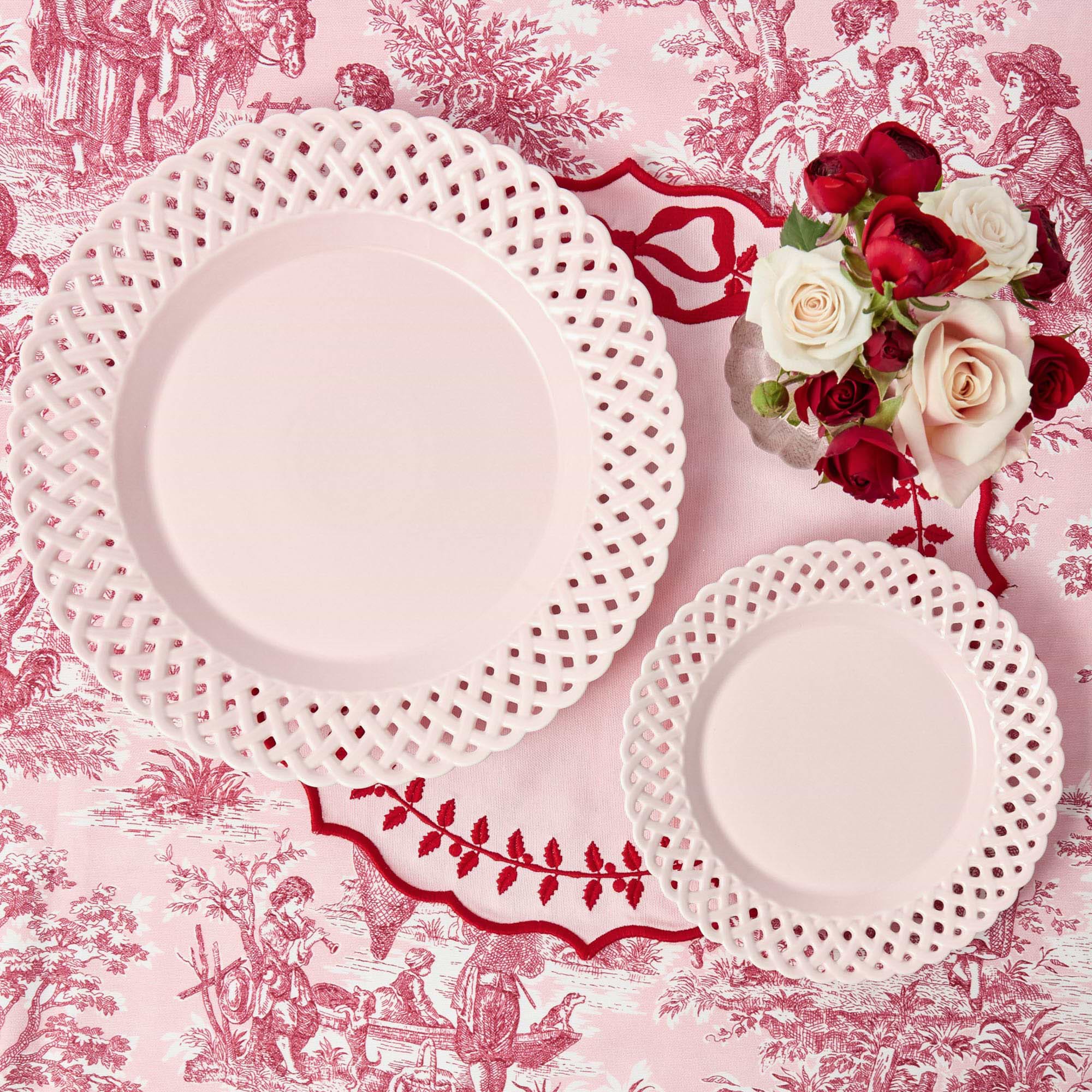Pink Basketweave Starter Plates (Set of 4)