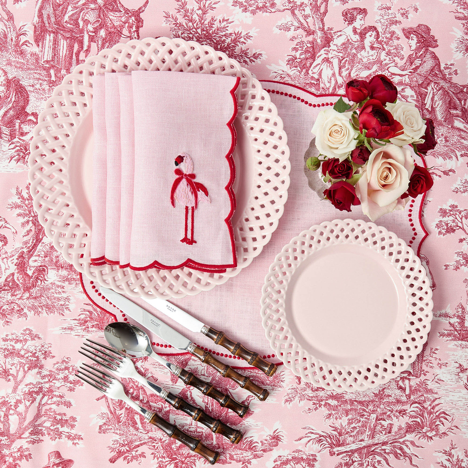 Pink & Red Eloise Linen Placemats (Set of 4)