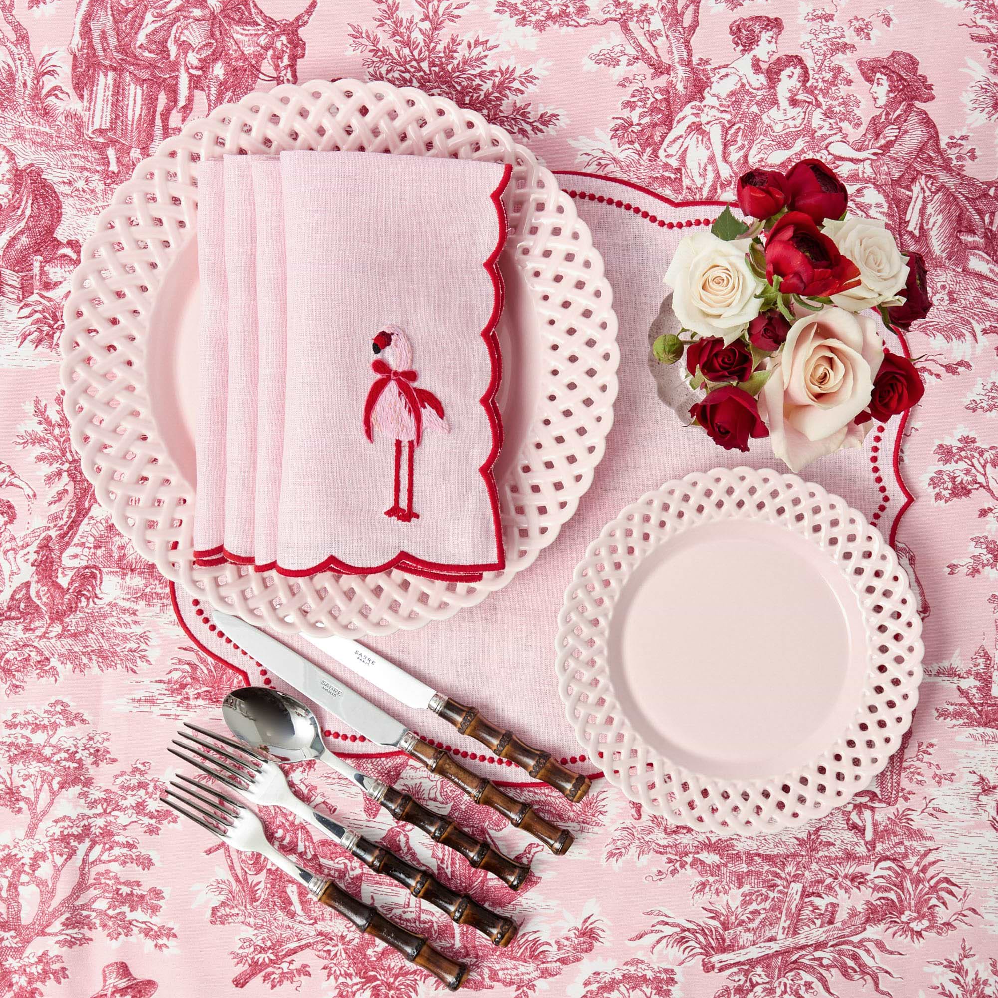 Pink Basketweave Starter Plates (Set of 4)