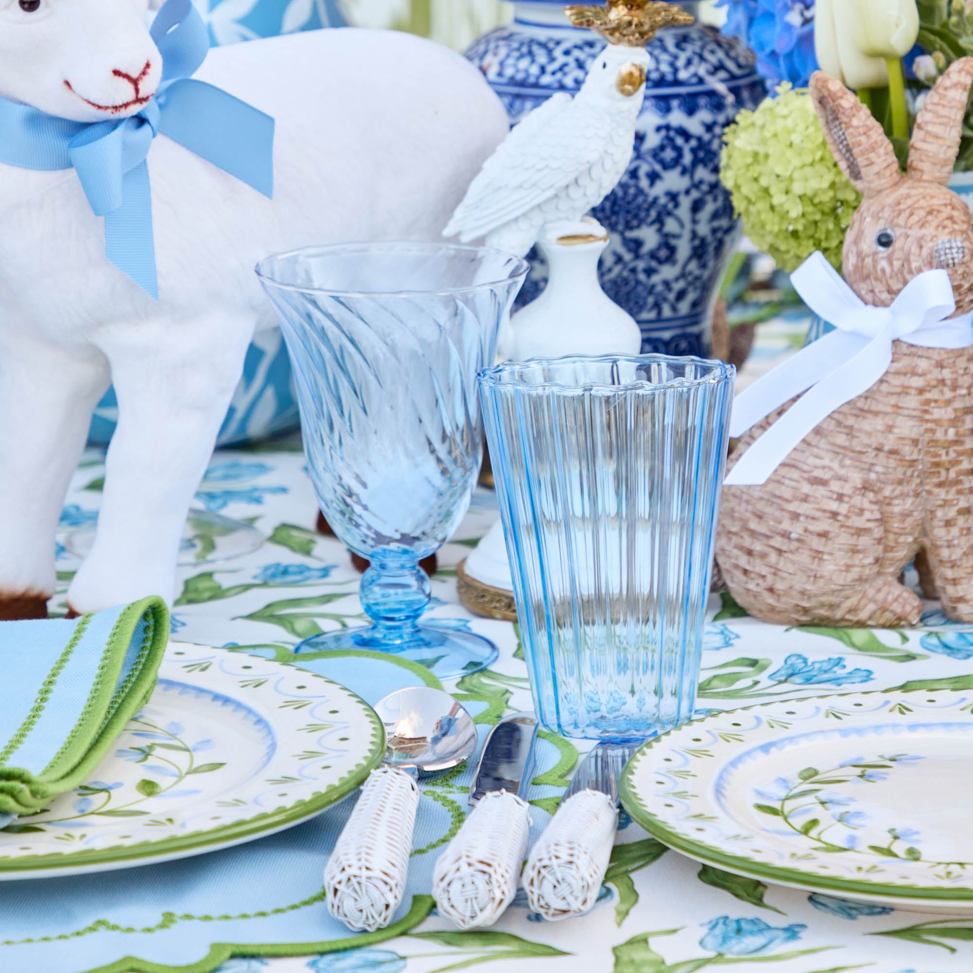 Blue Fluted Water Glasses (Set of 4)