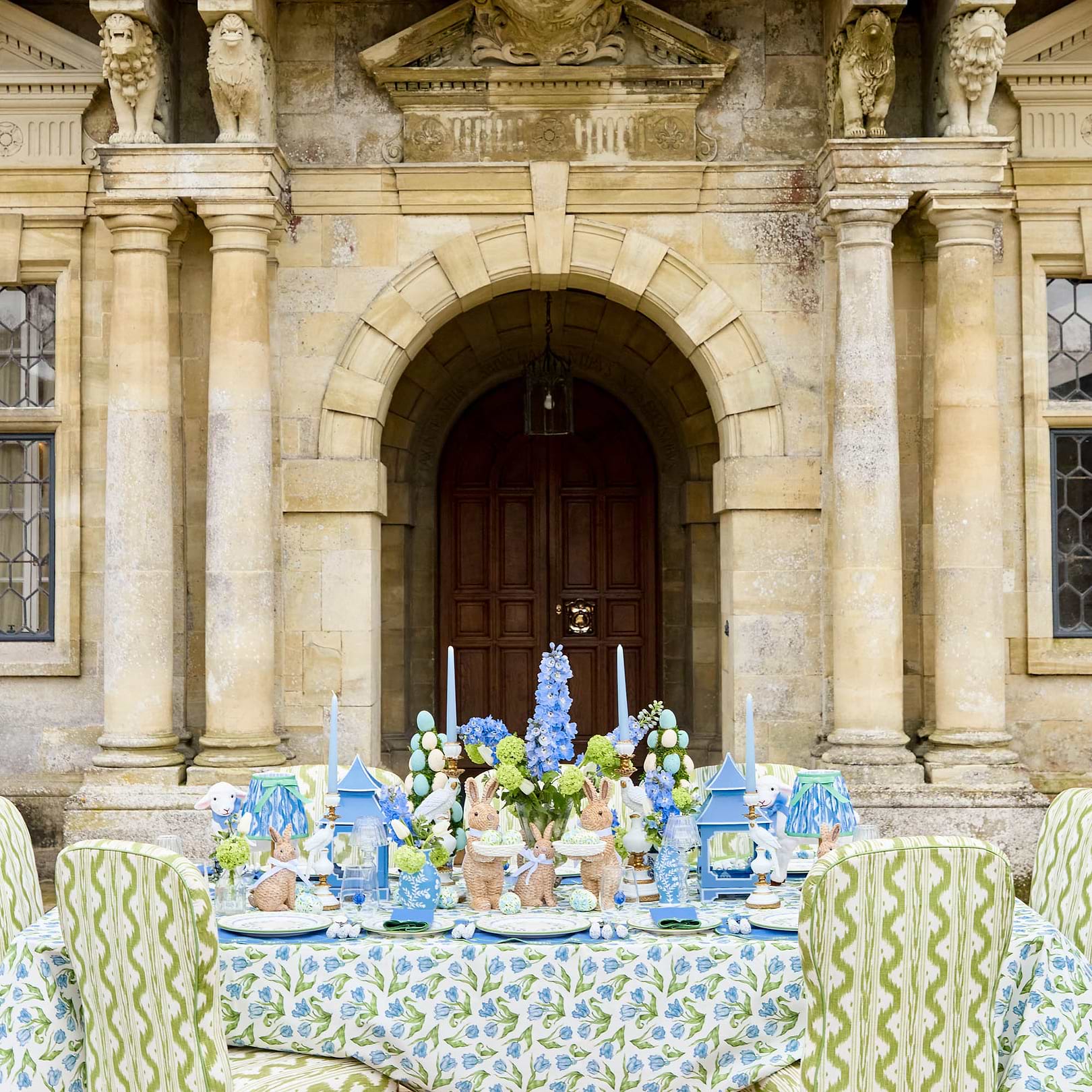Blue Lily of the Valley Linen Placemats (Set of 4)