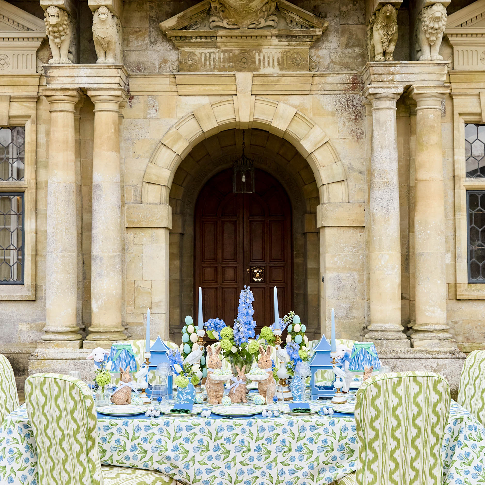 Blue Lily of the Valley Linen Placemats (Set of 4)