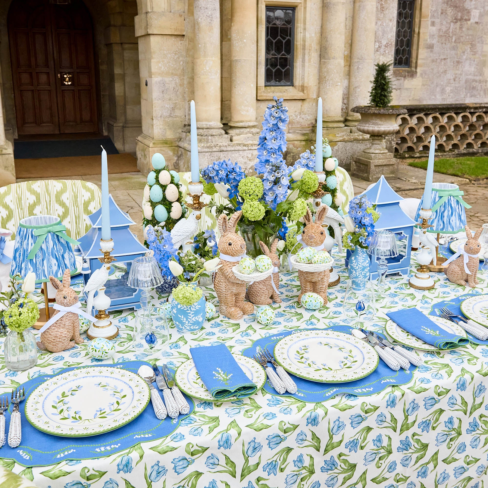 Blue Tulip Tablecloth