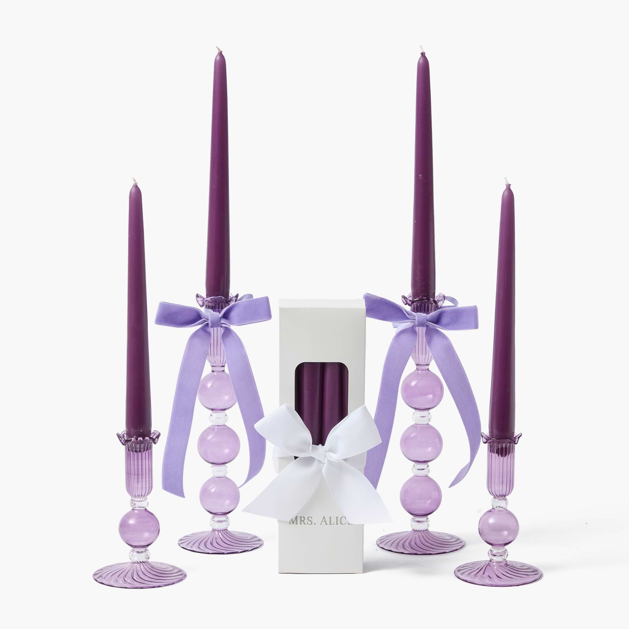Eden Purple Ribboned Candle Set