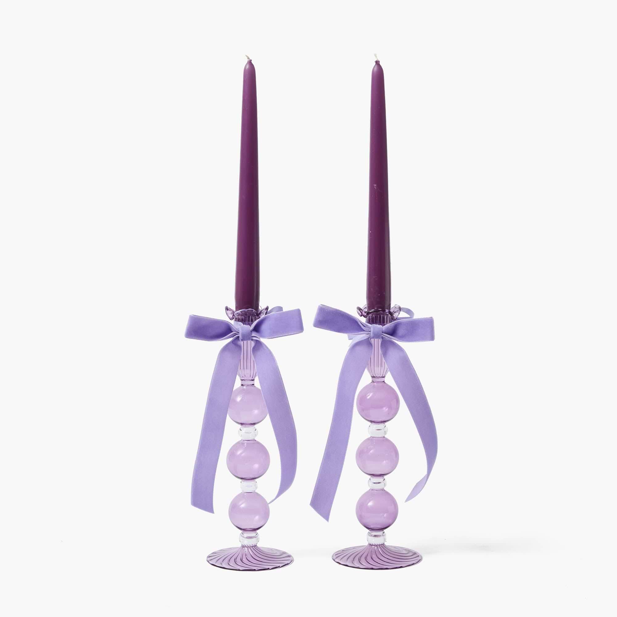 Eden Purple Ribboned Candle Set