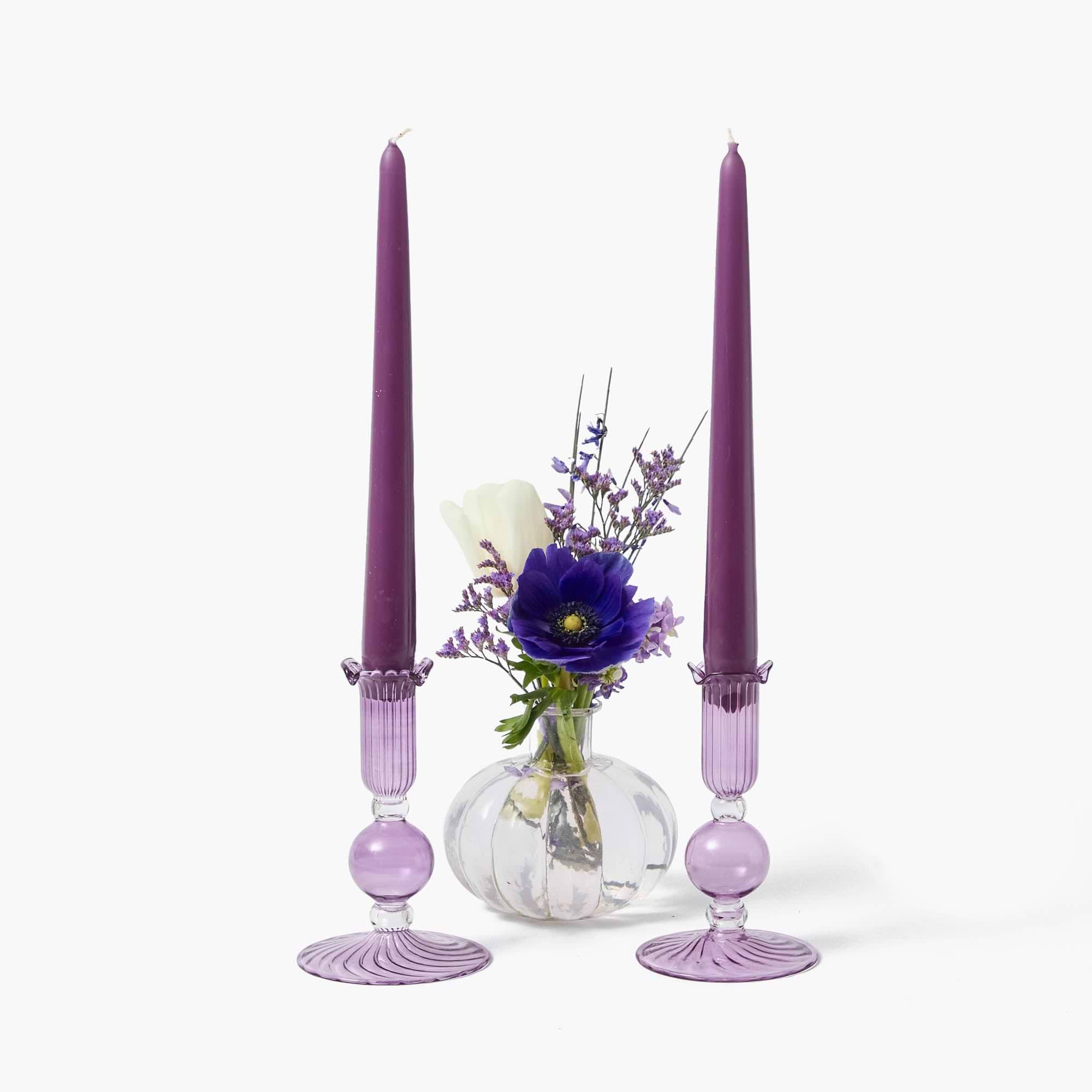 Small Eden Purple Candle Holder (Pair)