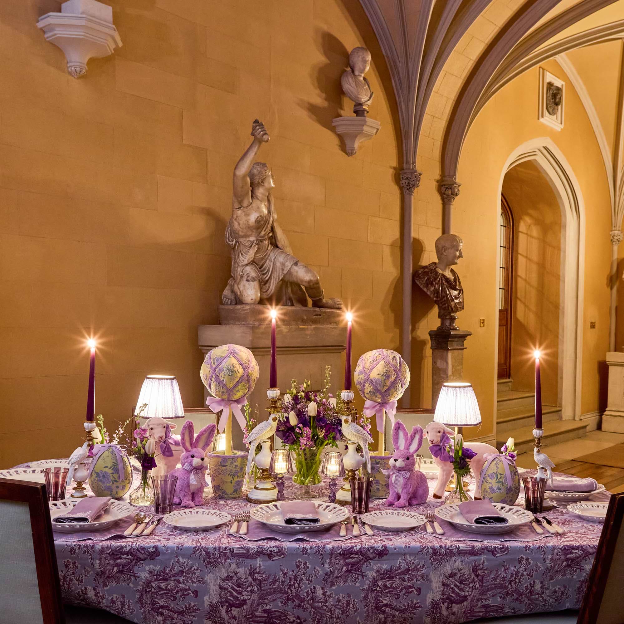 Purple Ottilie Toile Tablecloth