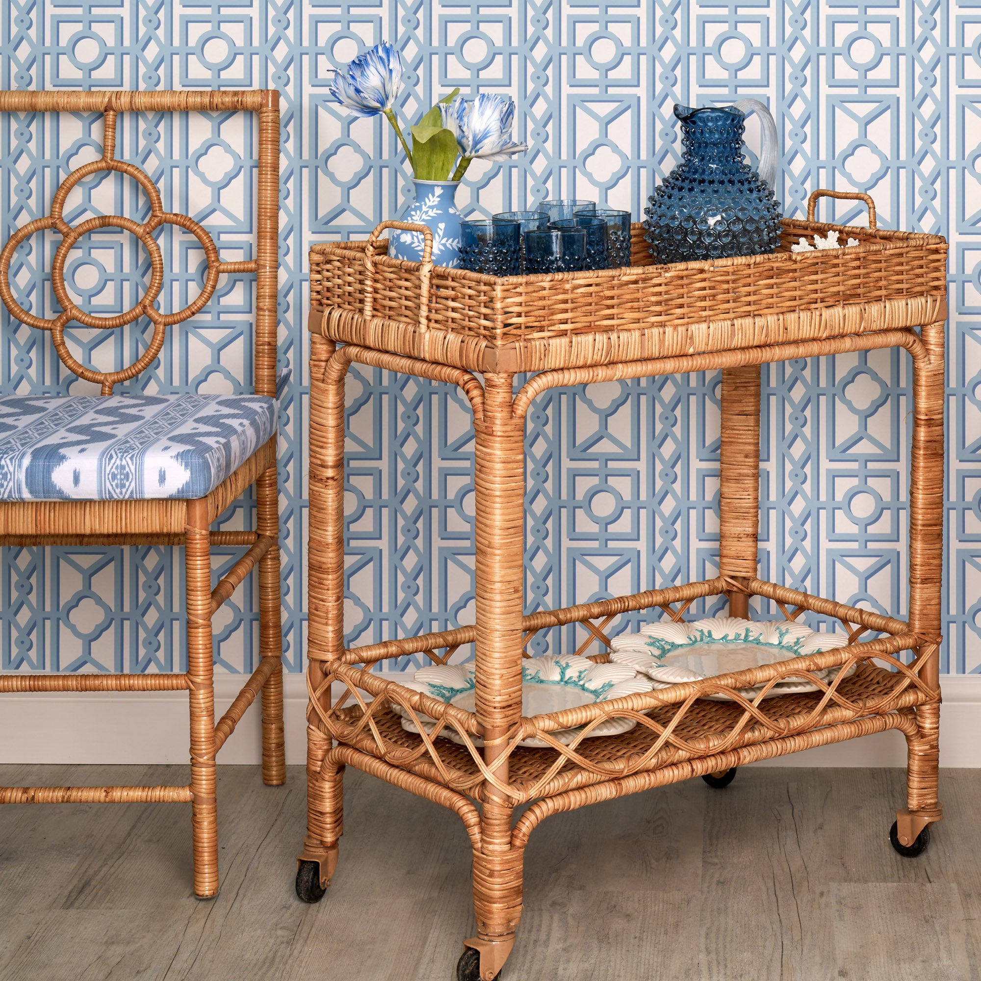 Giovanni Rattan Bar Cart | Furniture | Mrs Alice