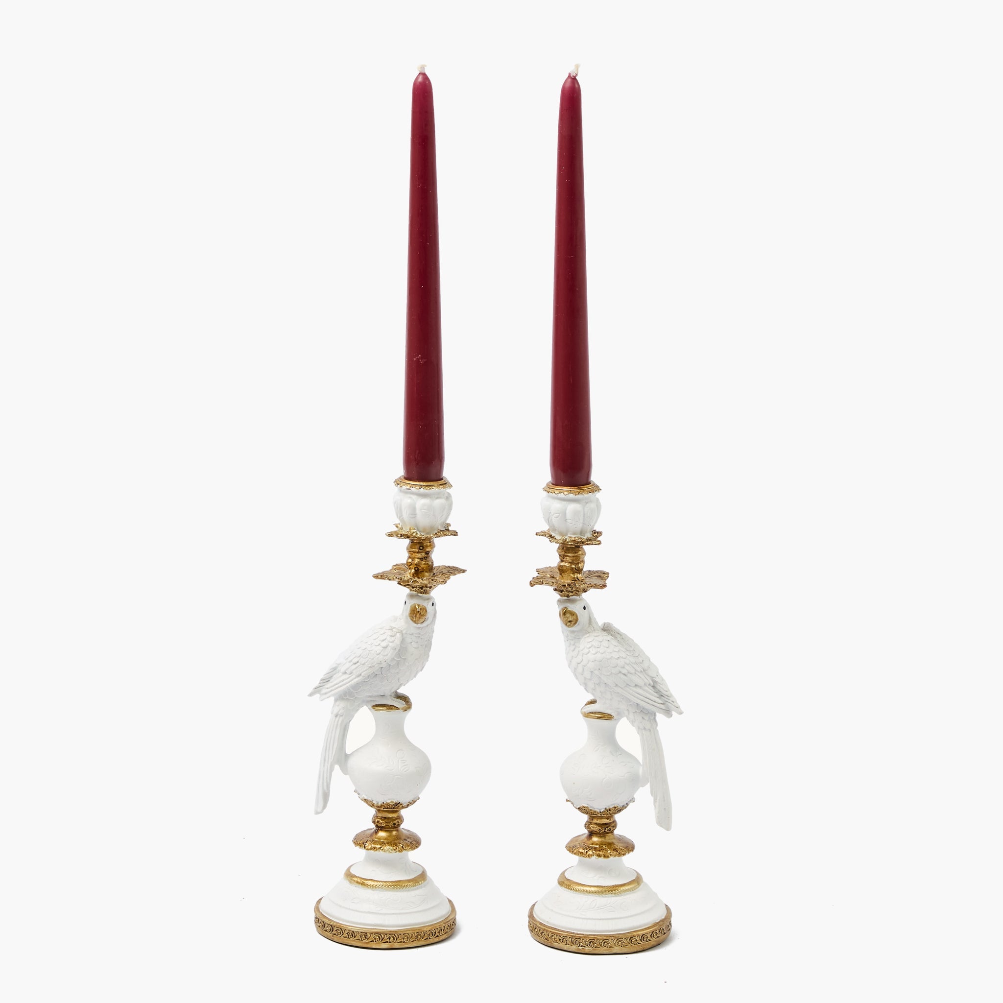 White Small Parrot Candle Holders (Pair)