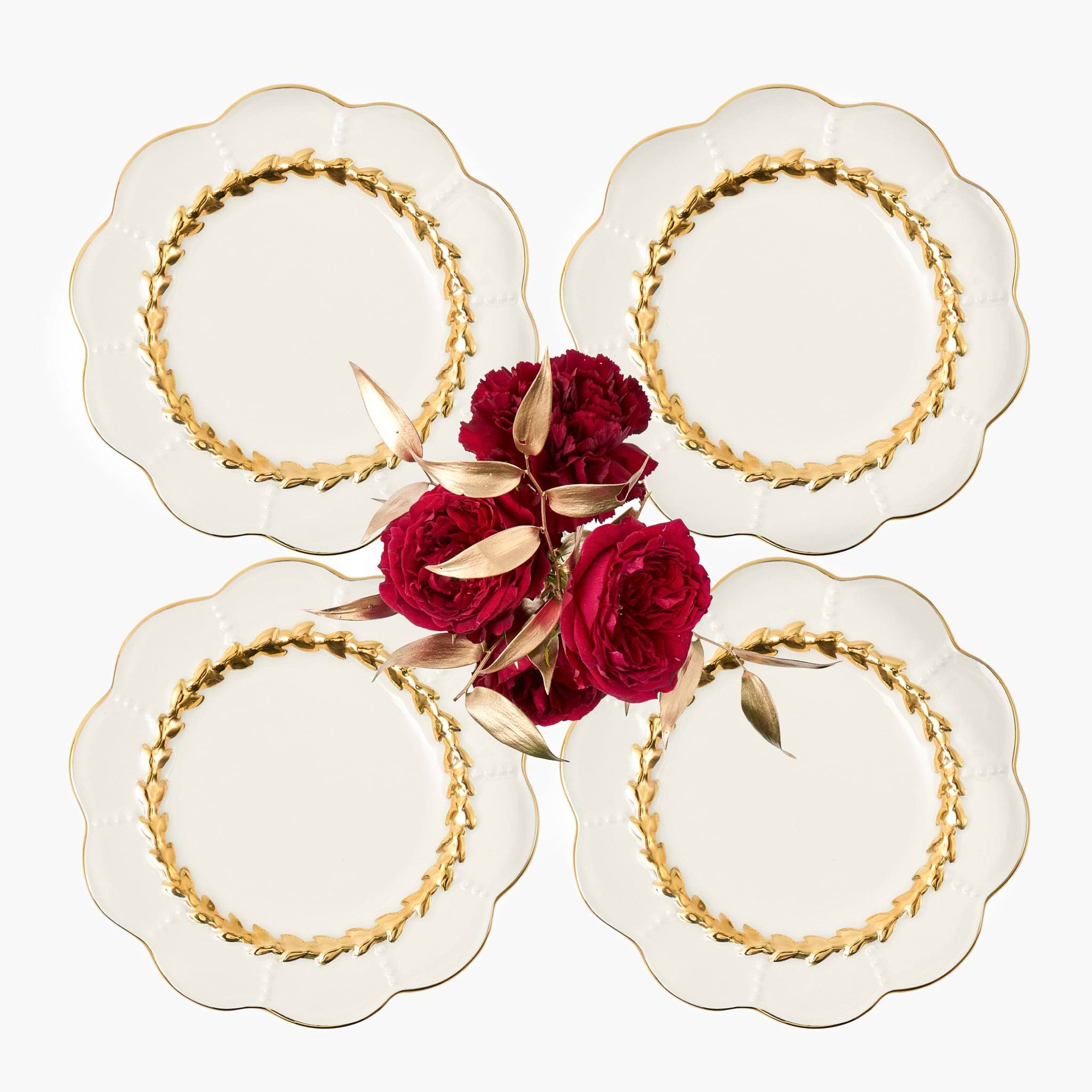 Gold Laurel Starter Plates (Set of 4)