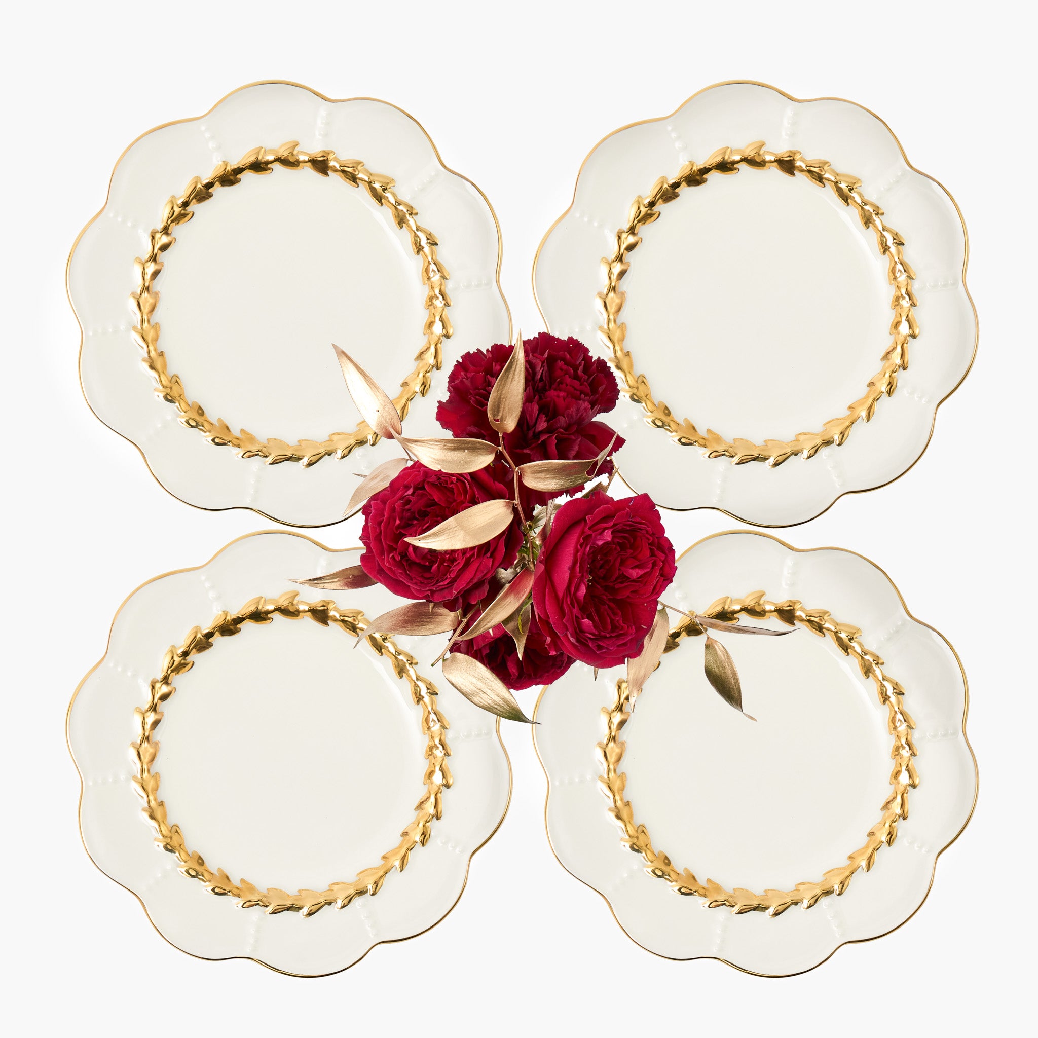 Gold Laurel Starter Plates (Set of 4)