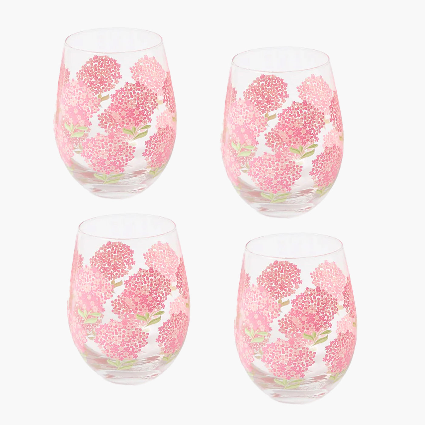 Pink Hydrangea Glasses (Set of 4)