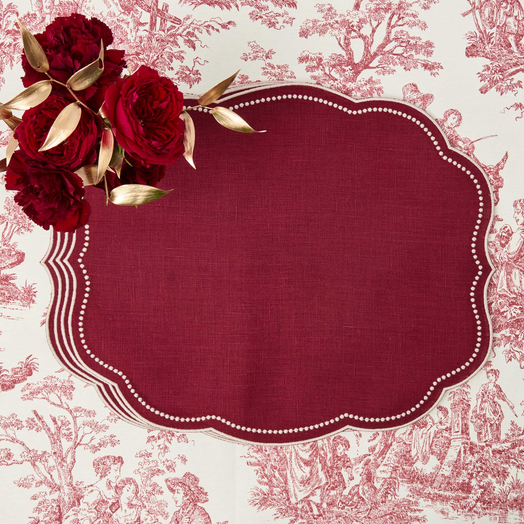 Burgundy Eloise Linen Placemats (Set of 4)