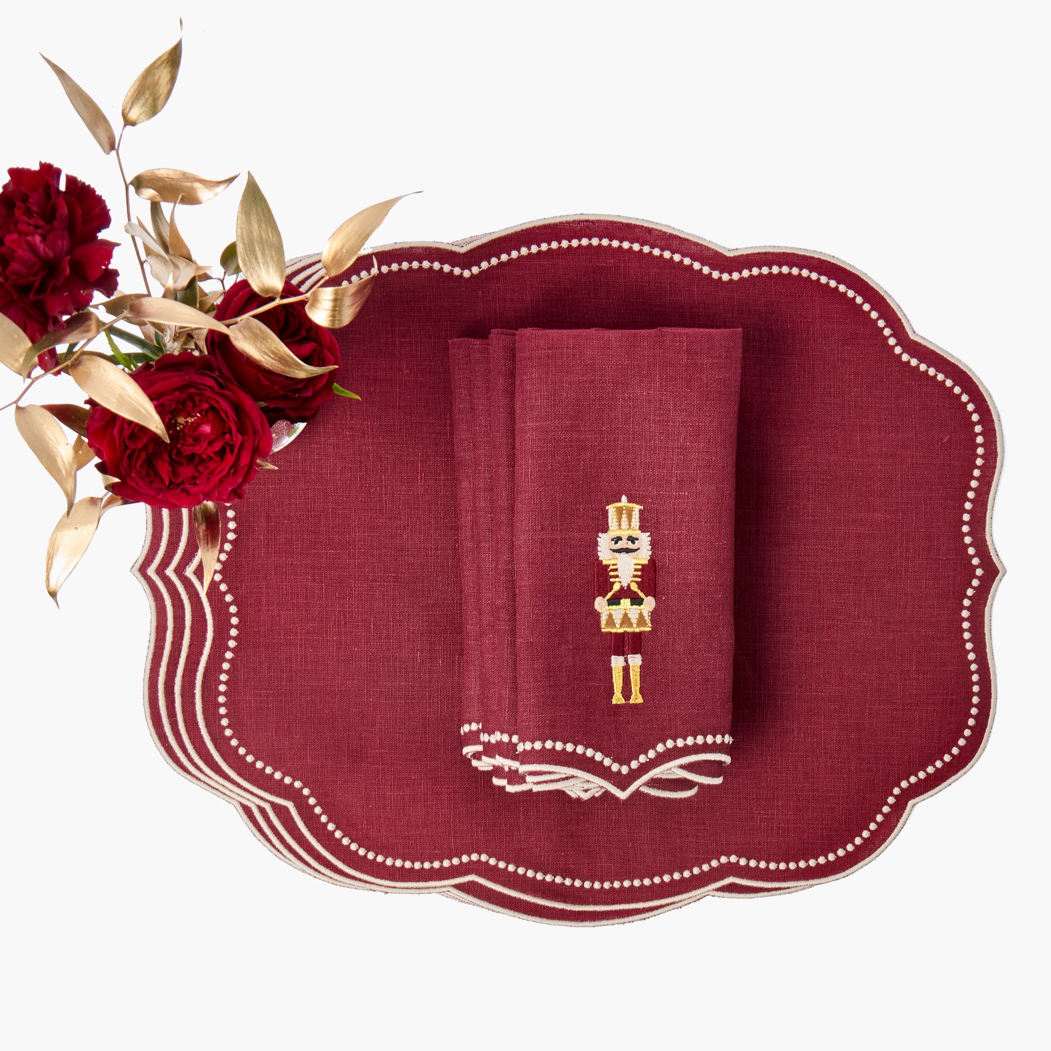 Burgundy Eloise Linen Placemats (Set of 4)