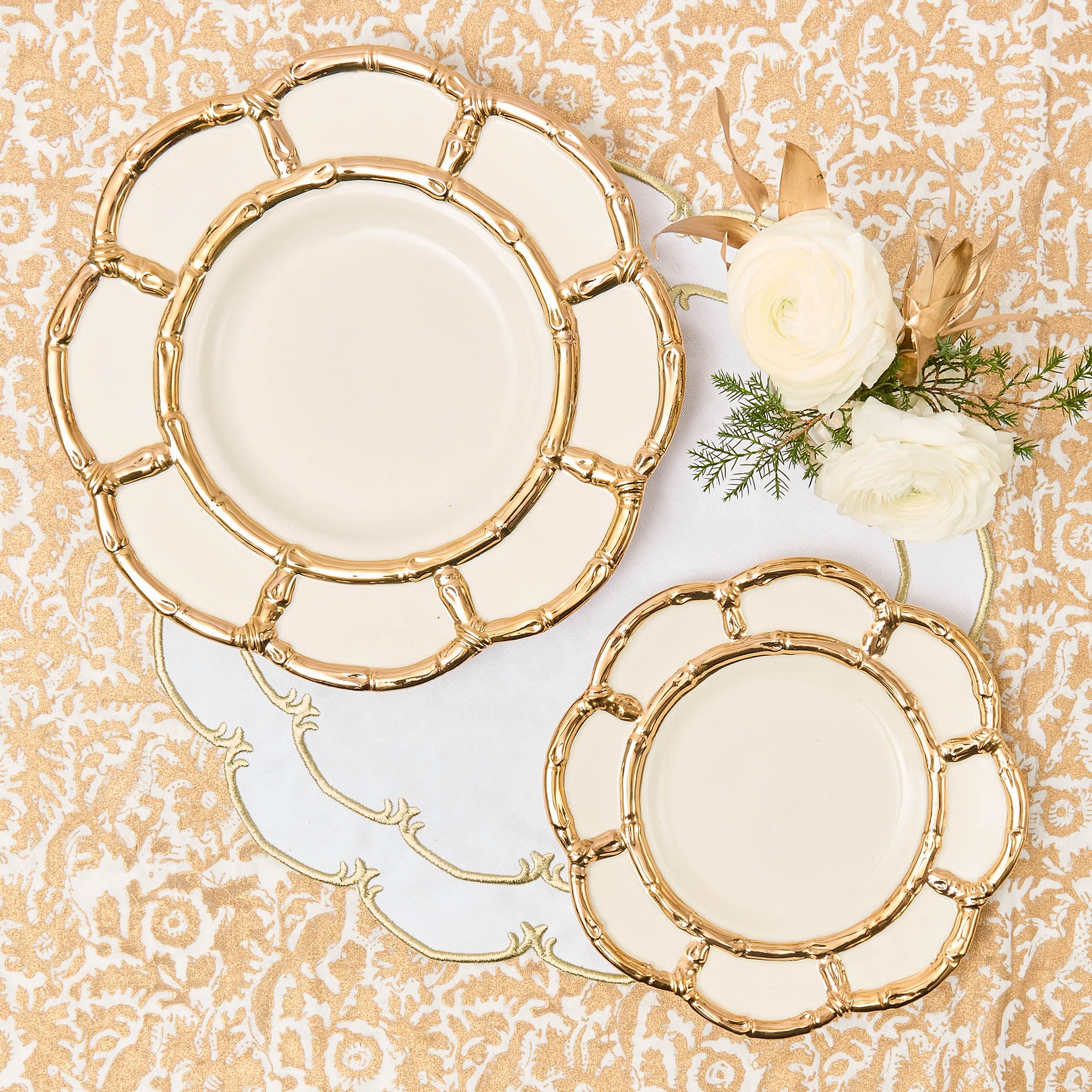 Gold Petal Bamboo Ceramic Starter Plate