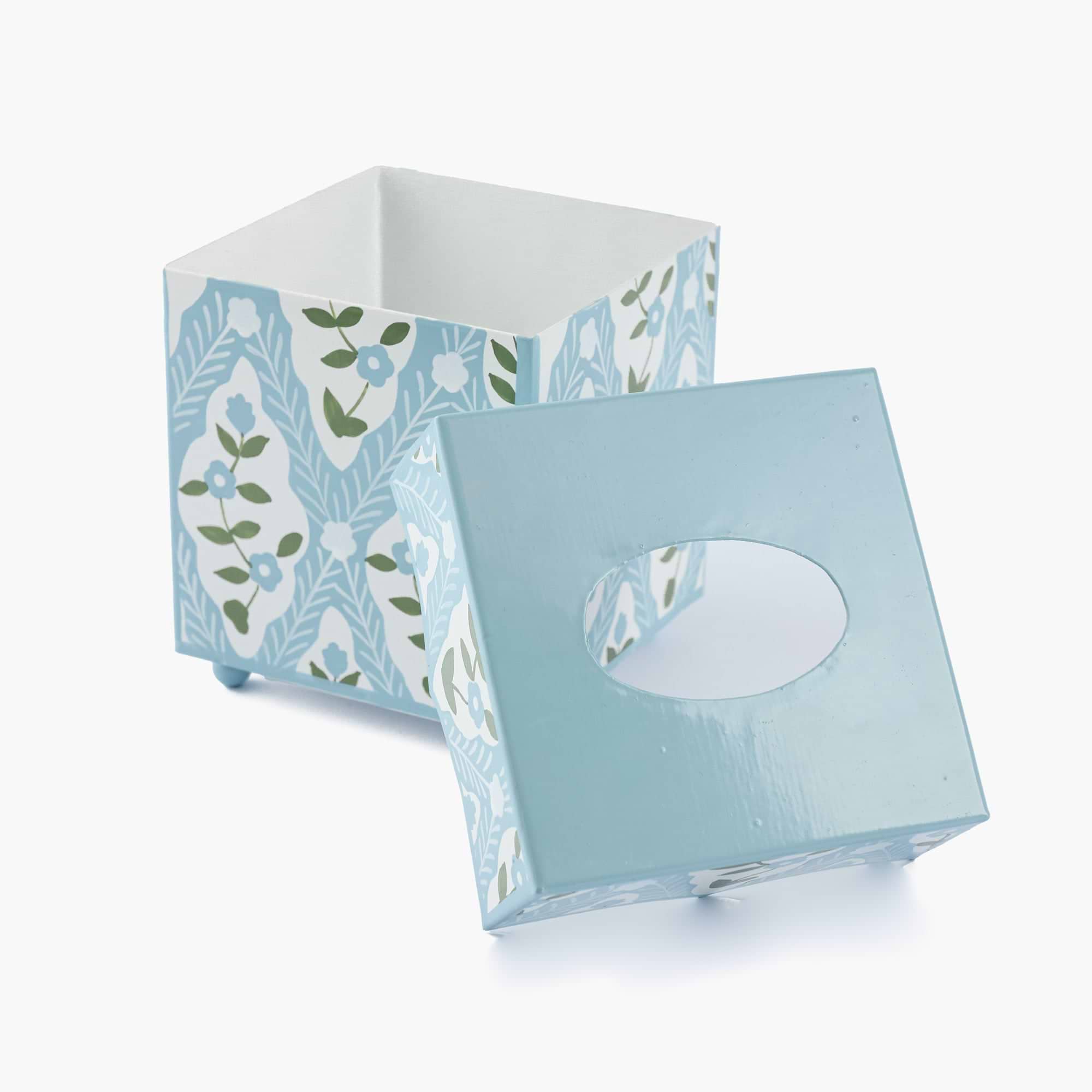 Blue Floral Trellis Tissue Box