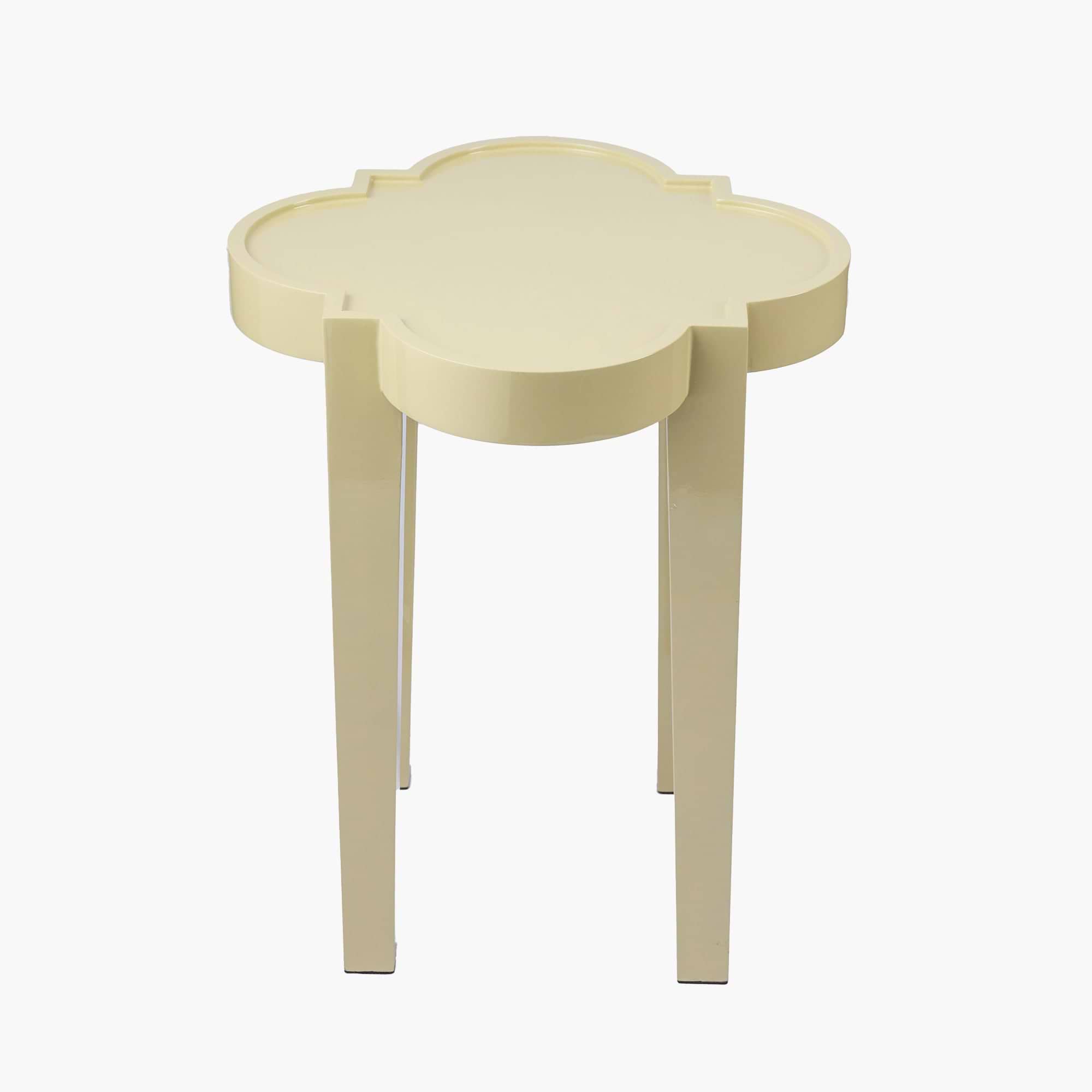 Putty Lacquer Quatrefoil Side Table
