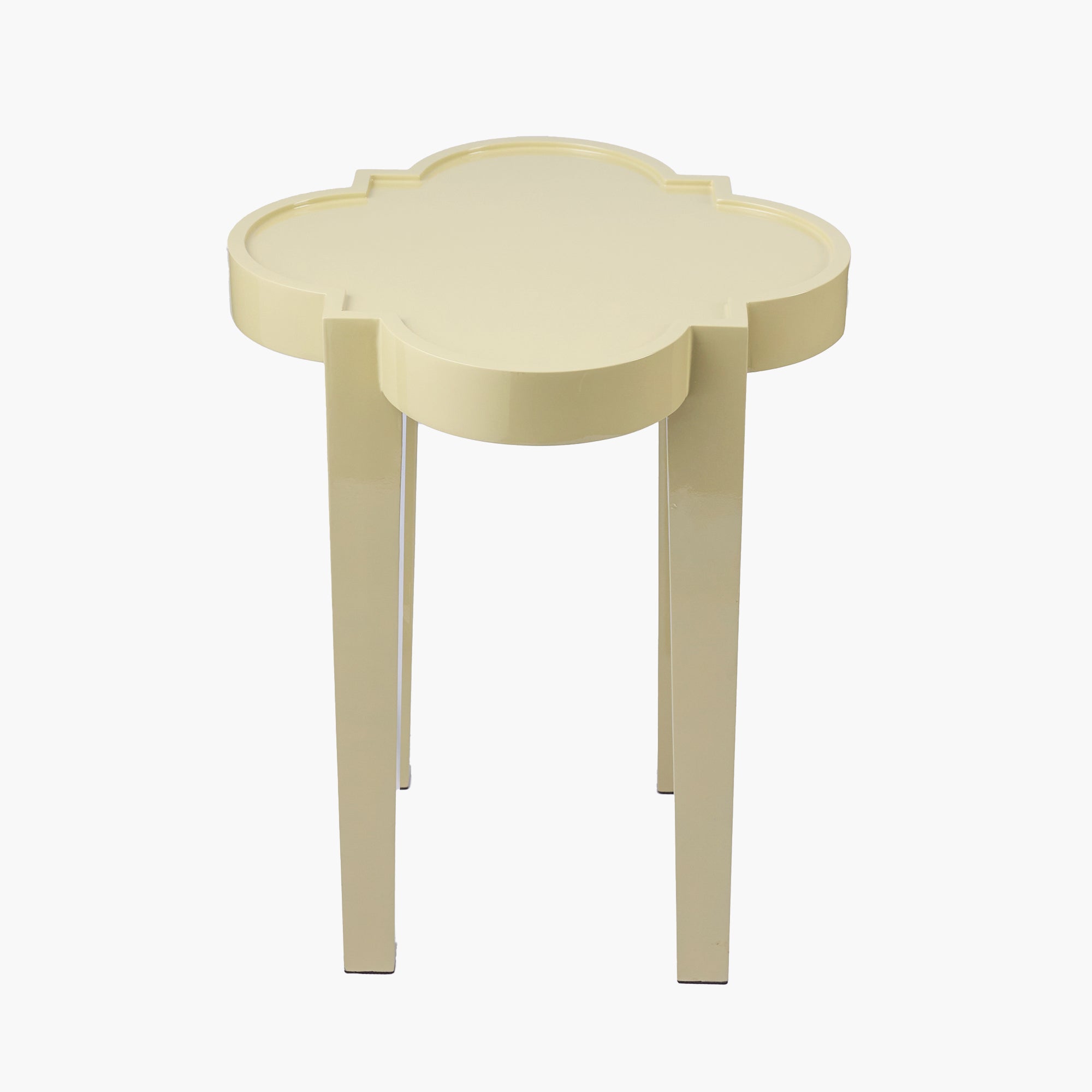Putty Lacquer Quatrefoil Side Table