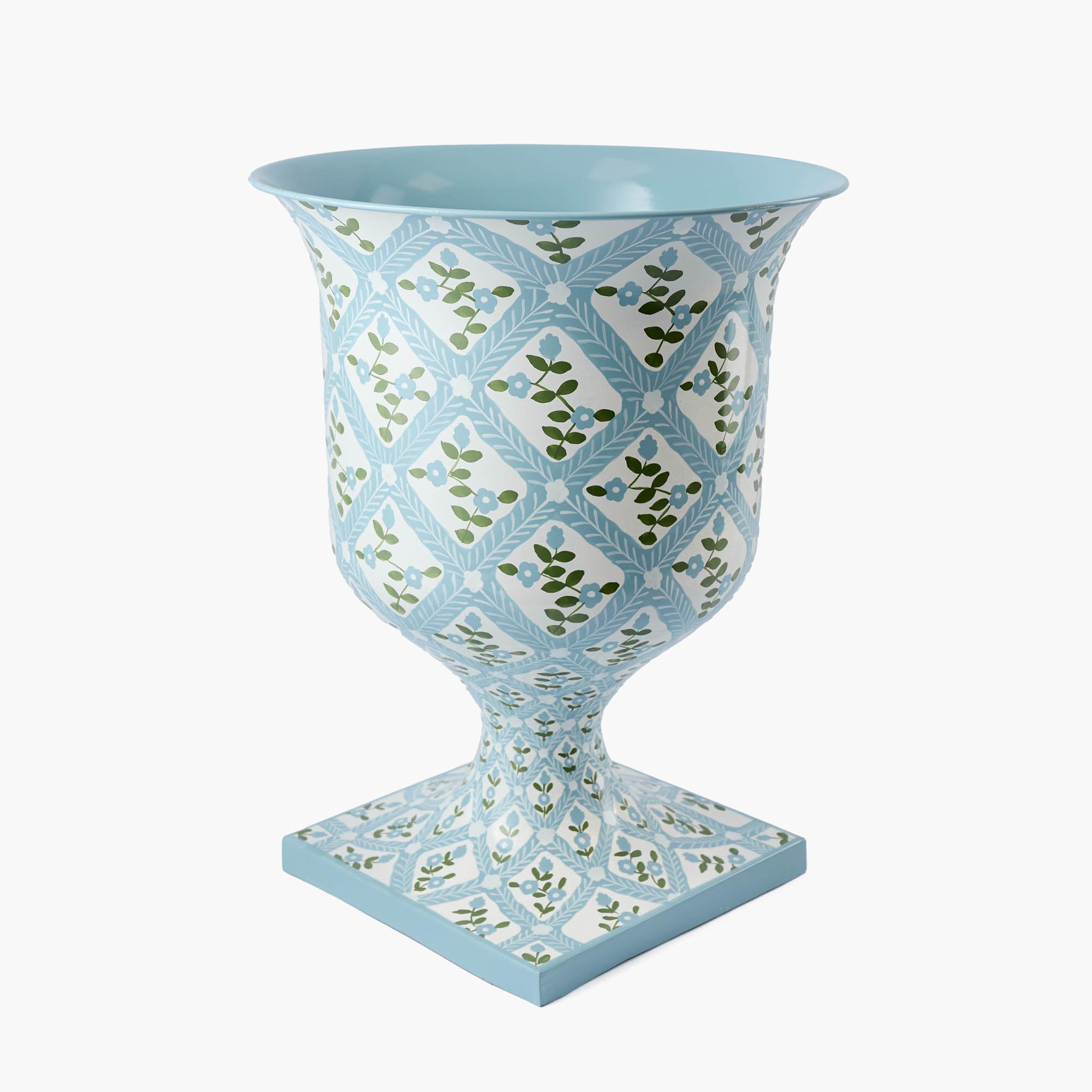 Blue Floral Trellis Urn