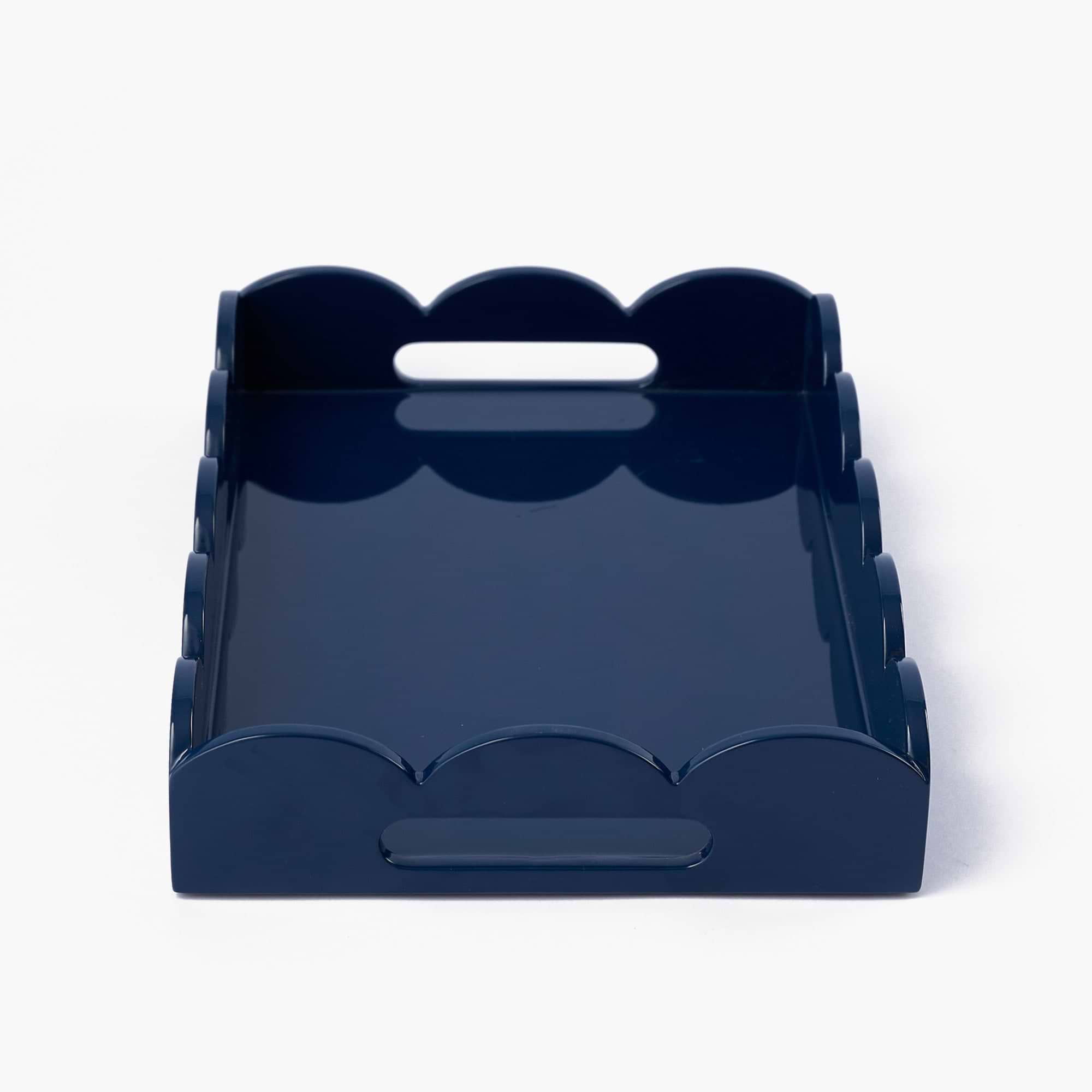 Navy Blue Small Scalloped Lacquer Tray