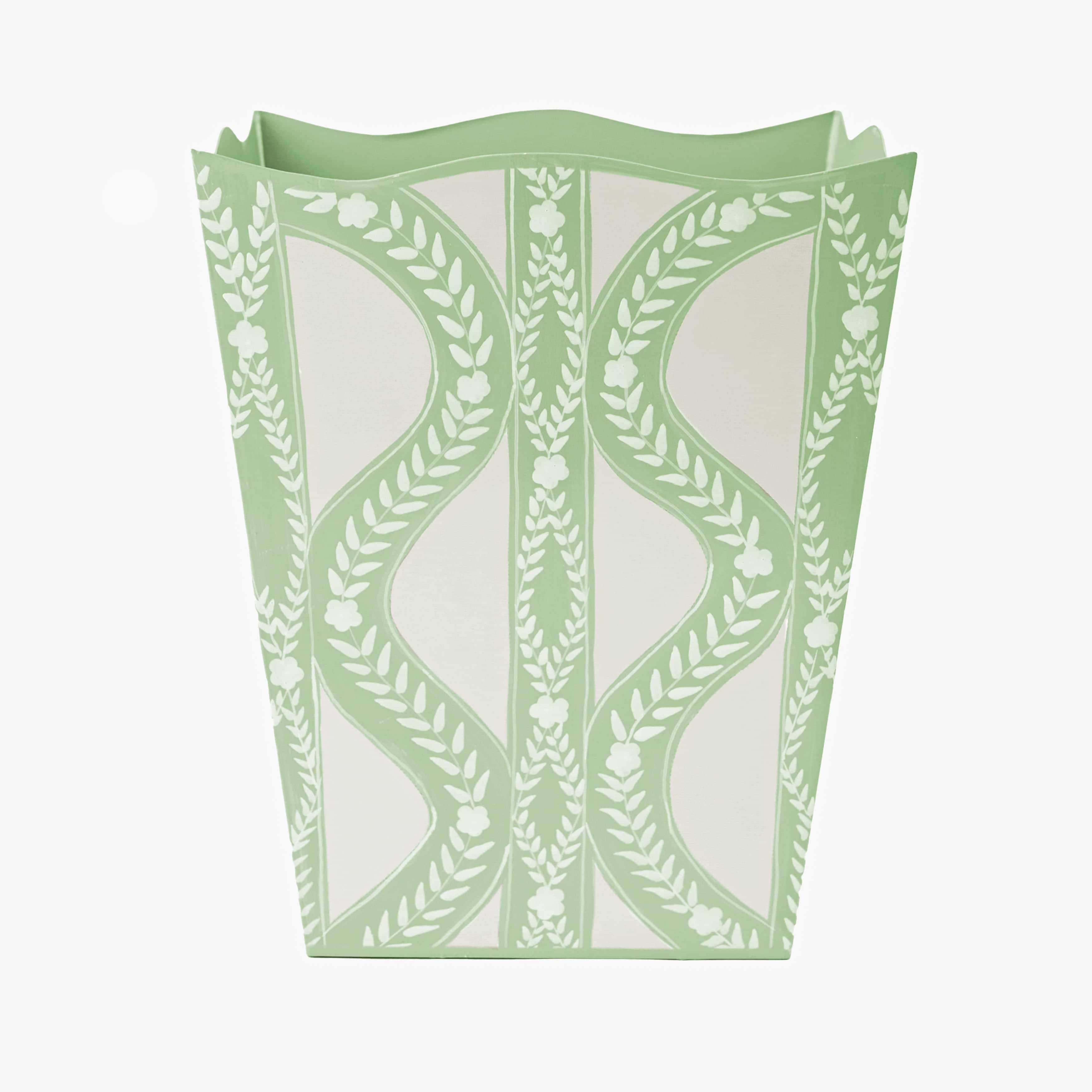 Green Floral Ikat Bin