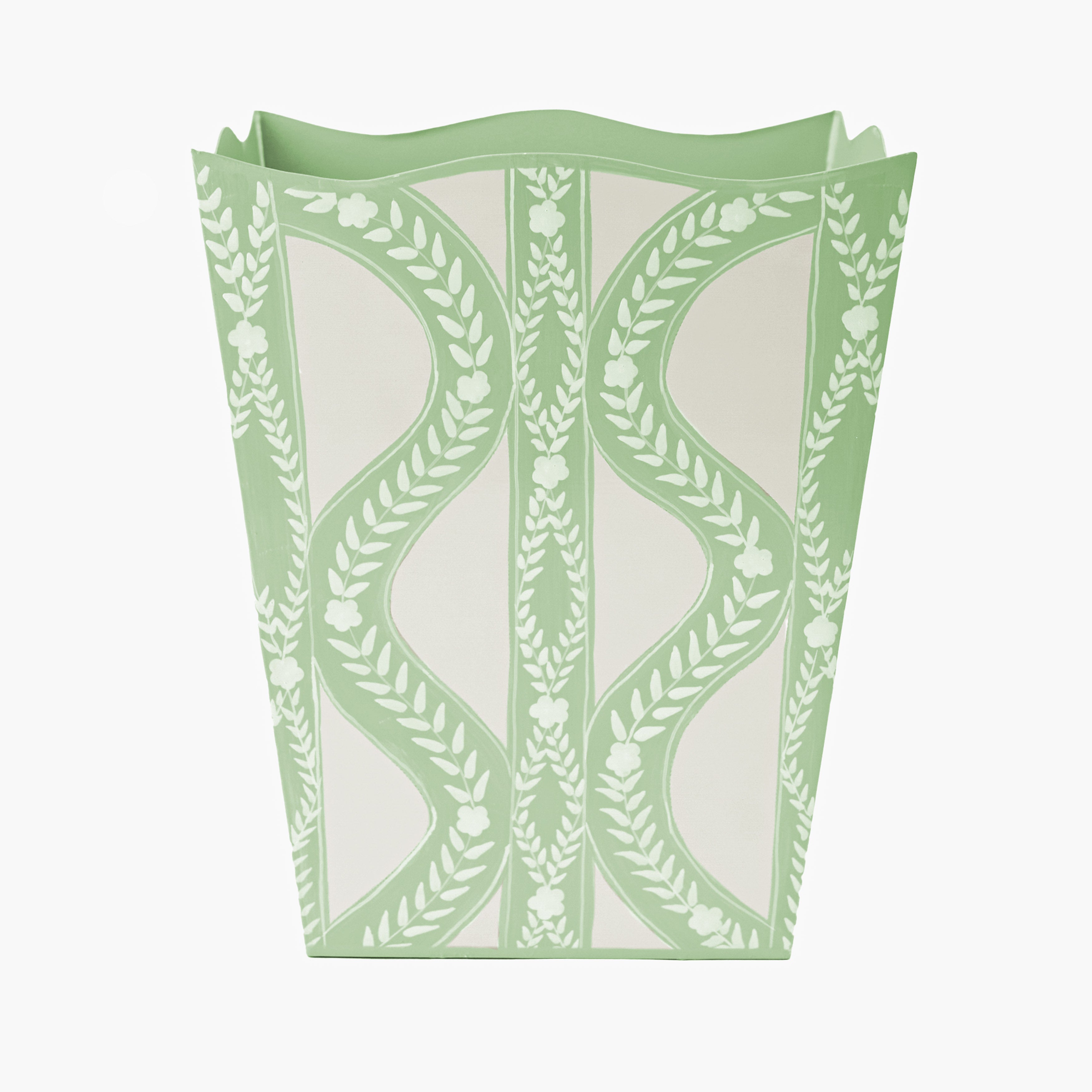 Green Floral Ikat Bin