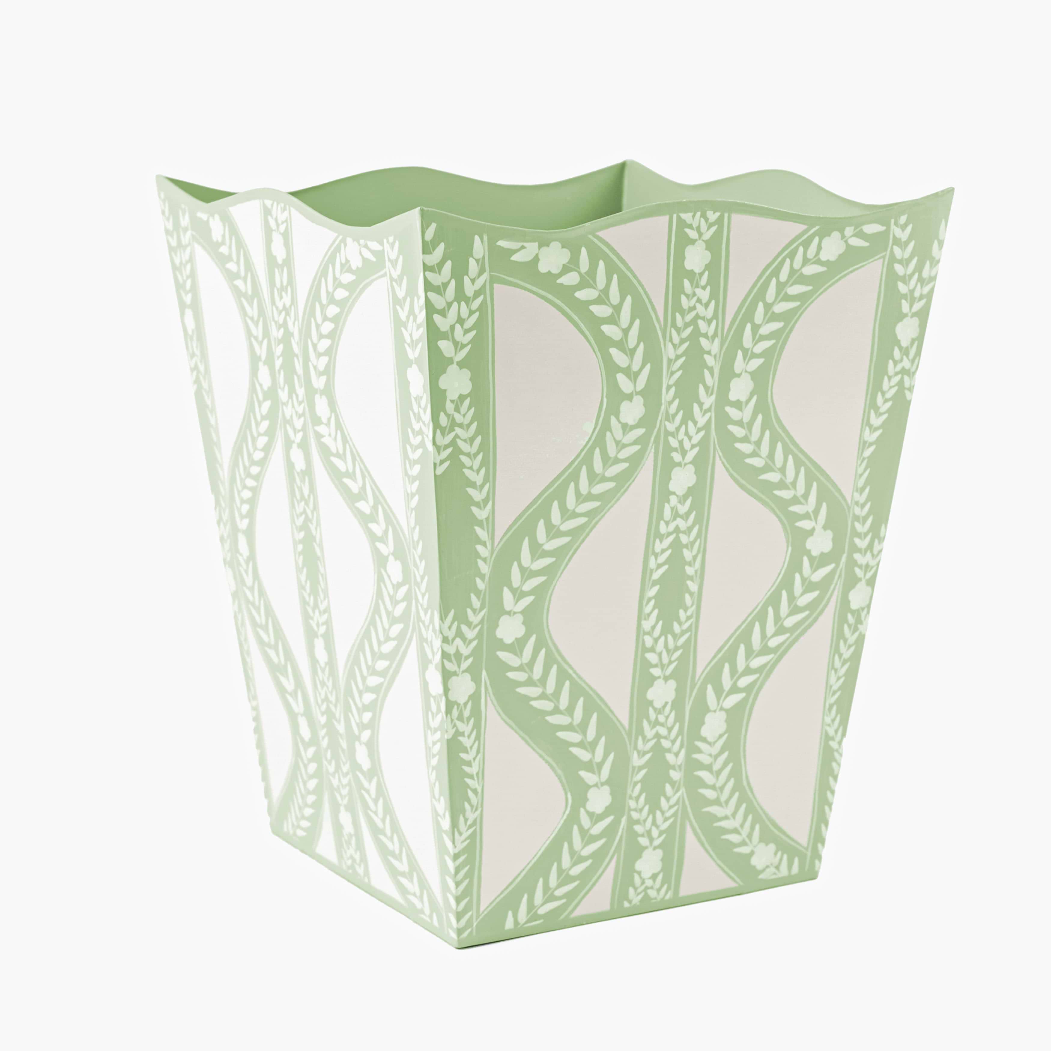 Green Floral Ikat Bin