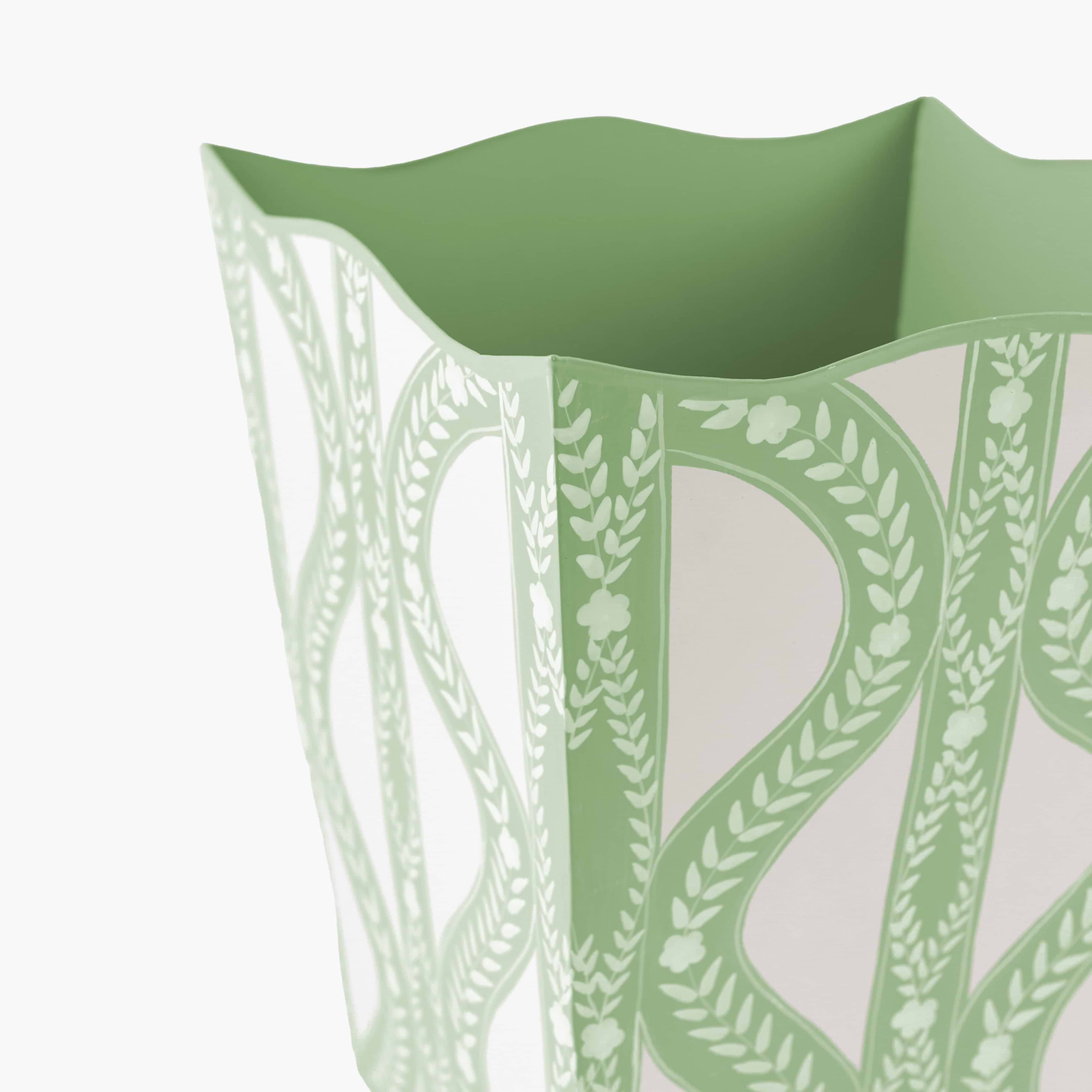 Green Floral Ikat Bin